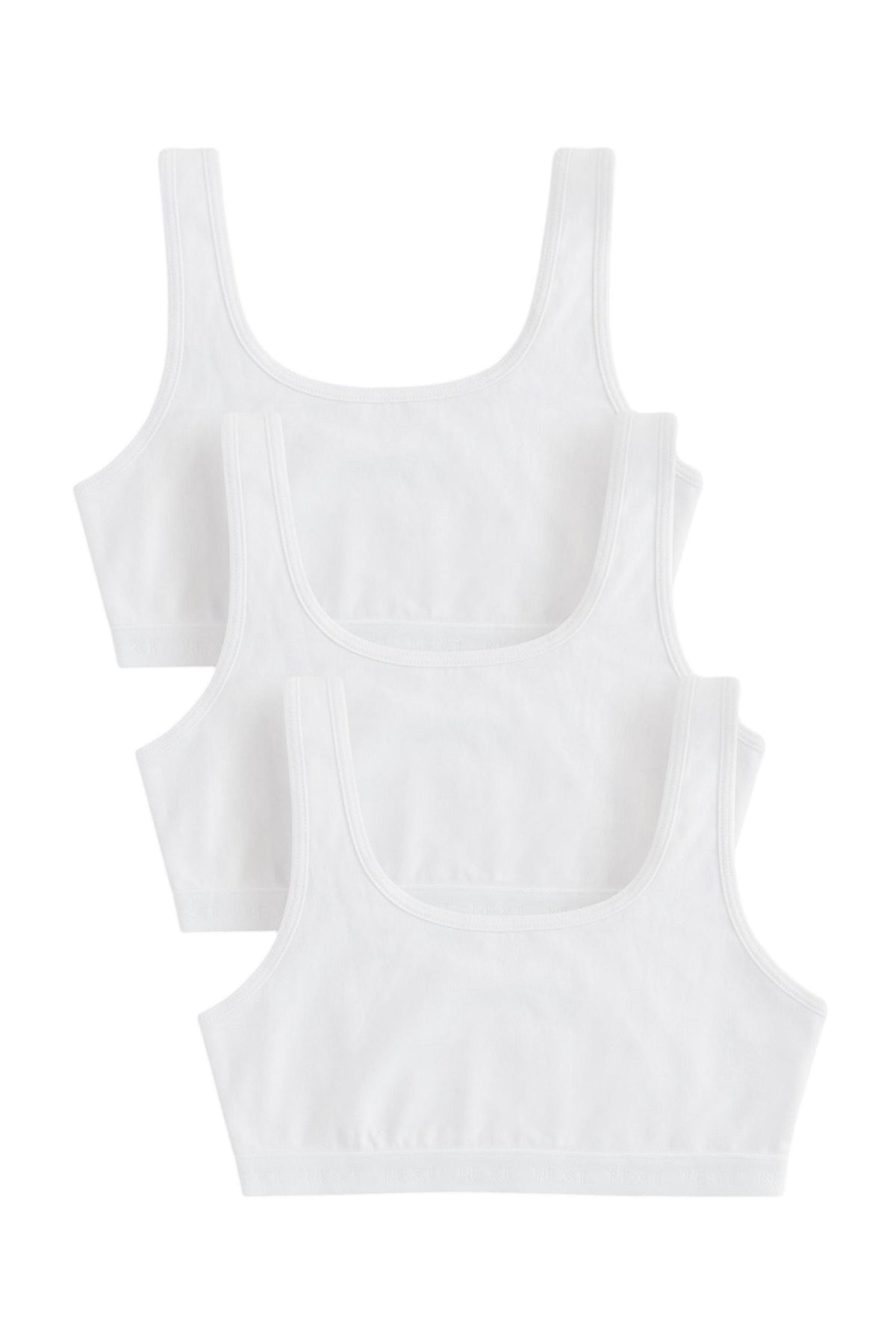 Set 3 crop topuri cu decolteu scoop – albe, fete, 5-6 ani - 15-16 ani, NEXT