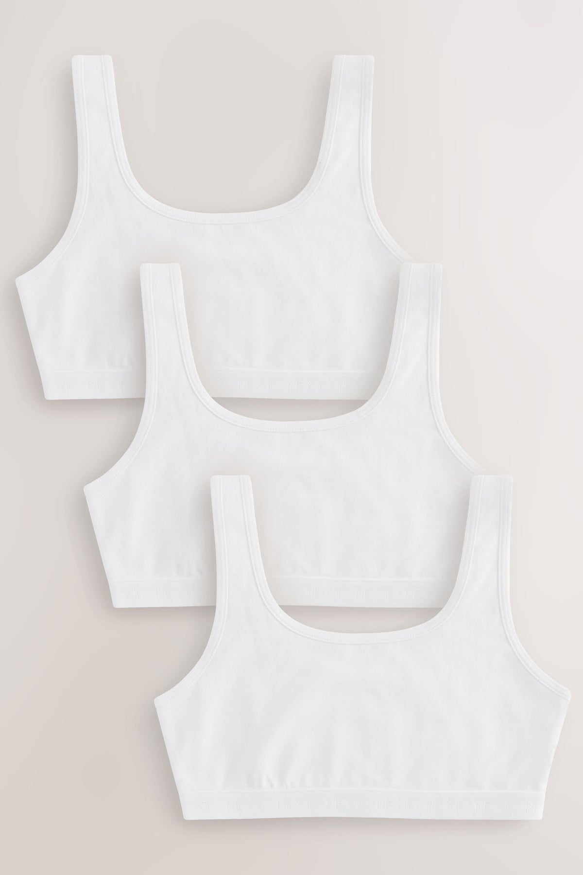 Set 3 crop topuri cu decolteu scoop – albe, fete, 5-6 ani - 15-16 ani, NEXT