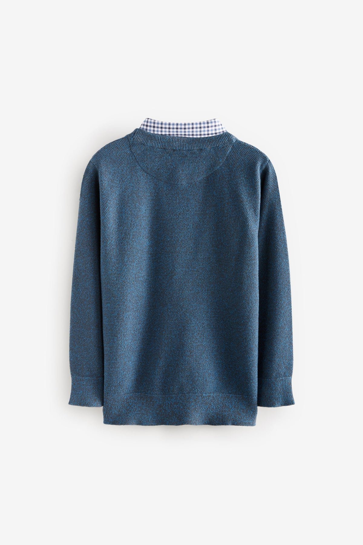 Set cu pulover din bumbac 100% și efect cămașă gingham – bleumarin, băieți, 3 ani - 16 ani, NEXT - imagine 2