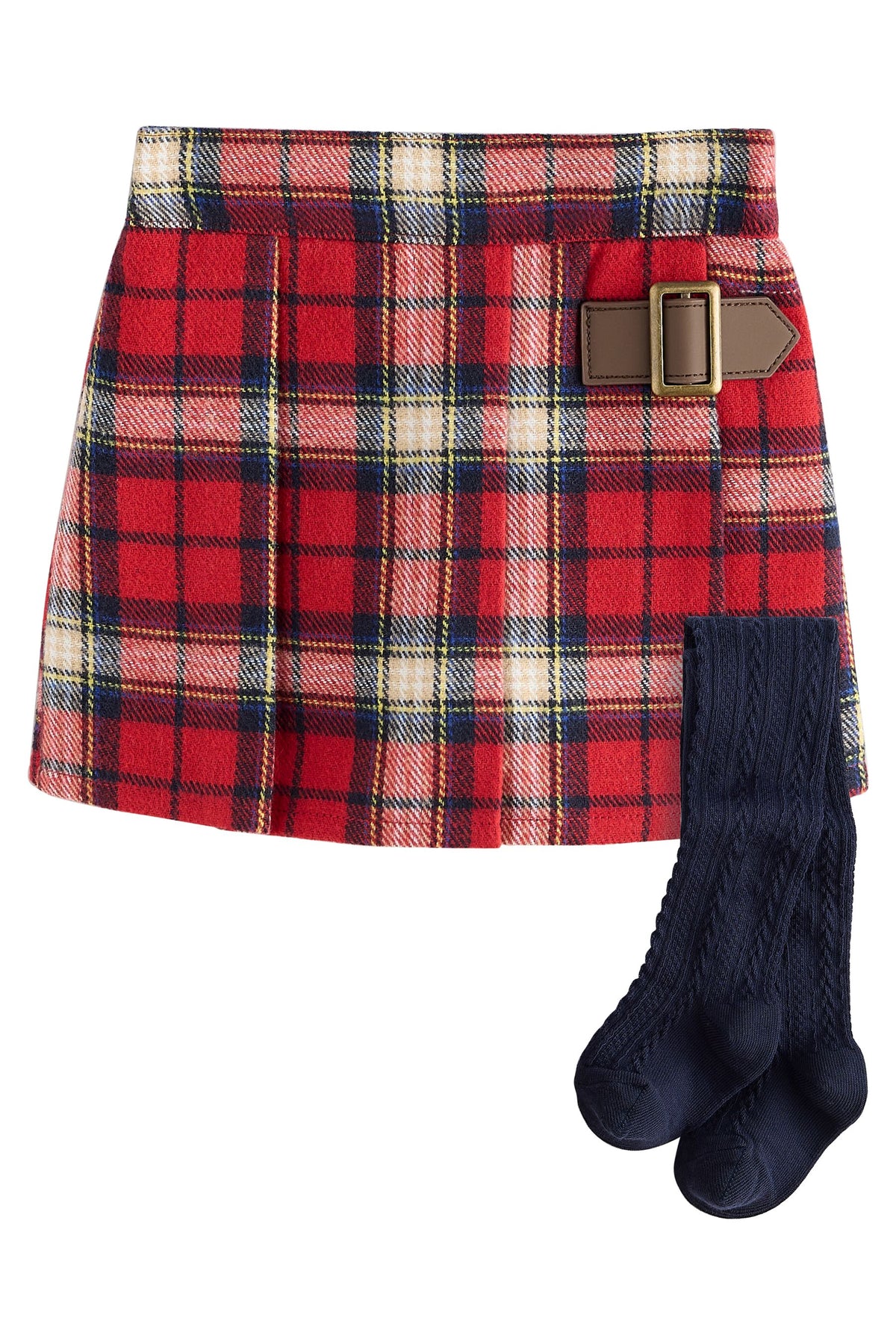 Set fustă-pantalon în carouri tartan și dresuri – roșu, fete, 3-6 luni - 6-7 ani, NEXT - imagine 6