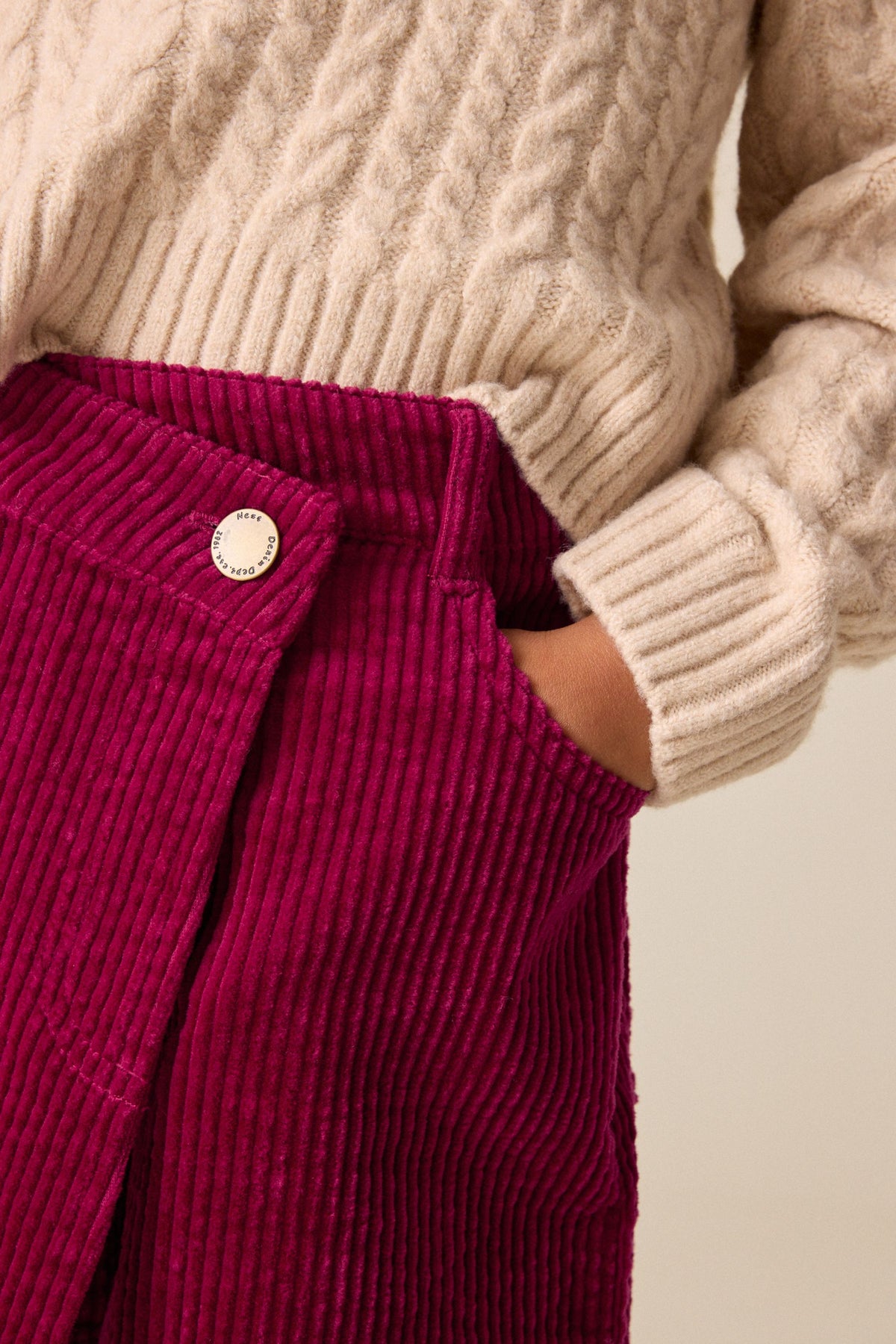 CORD WRAP SKORT RED - Roșu, Fete, 3 ani - 16 ani, NEXT - imagine 3