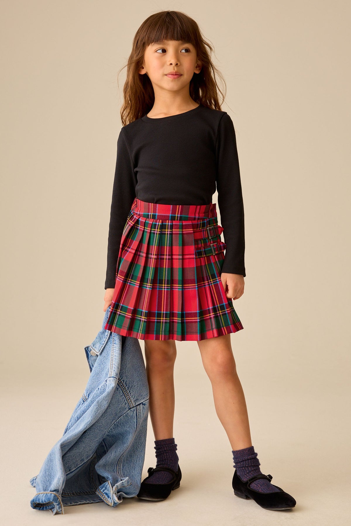 Fustă kilt plisată în carouri – roșu/verde, fete, 3 ani - 16 ani, NEXT - imagine 5