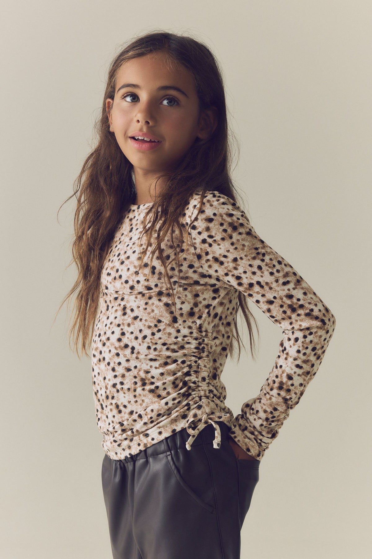Brown Long Sleeve Ruched Top - Brown, Girls, 3 Yrs - 16 Yrs, NEXT - imagine 6
