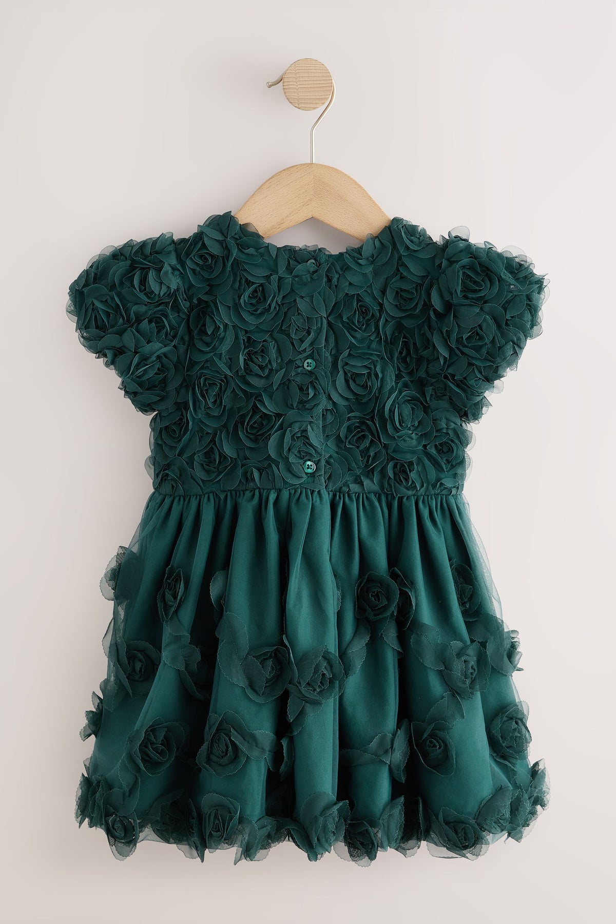 Rochie de ocazie cu flori 3D – verde, fete, 3-6 luni - 7-8 ani, NEXT
