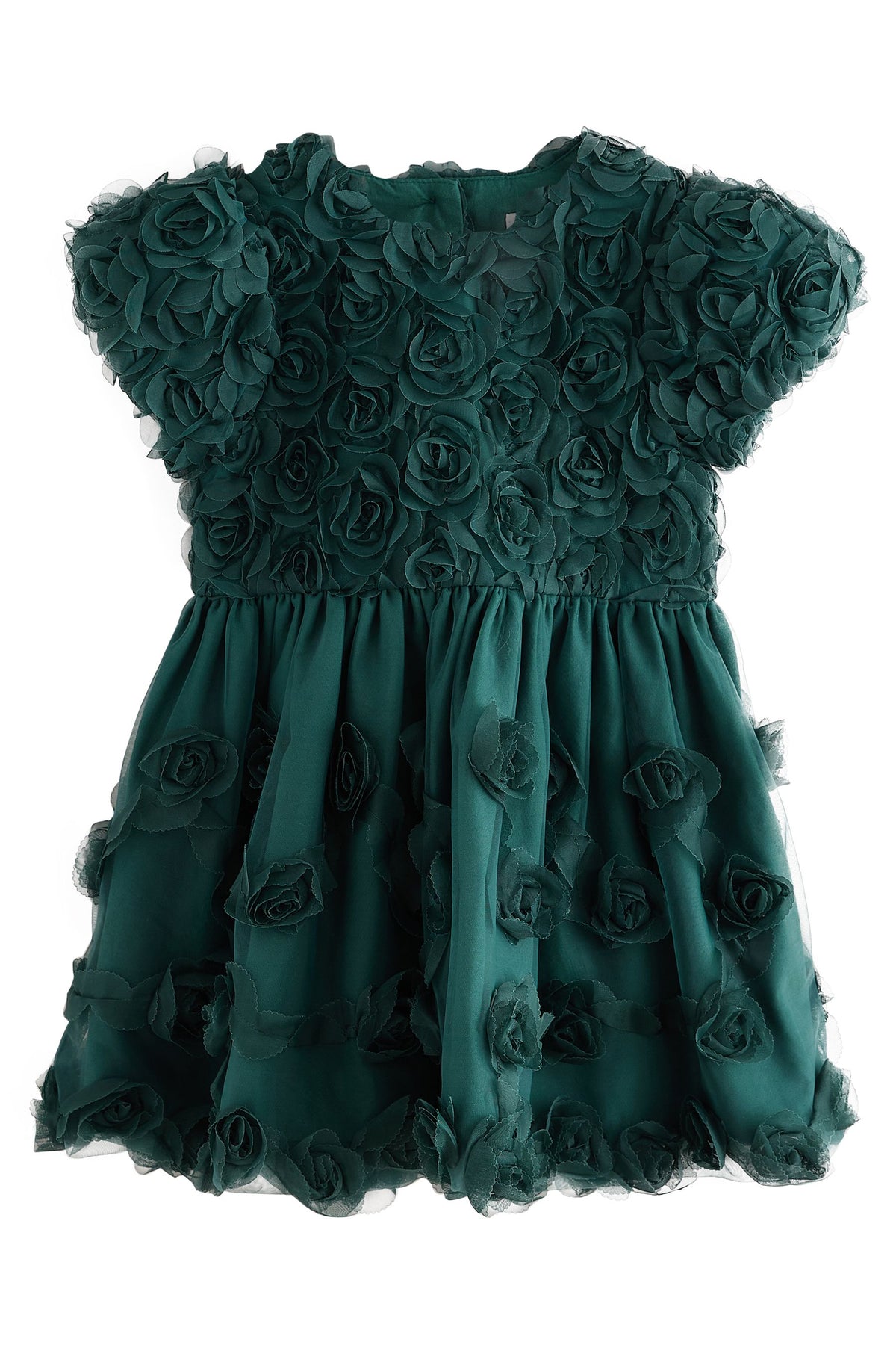 Rochie de ocazie cu flori 3D – verde, fete, 3-6 luni - 7-8 ani, NEXT - imagine 2