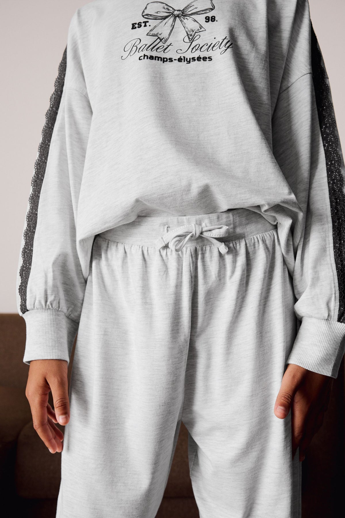 Pijamale Jogger Negre/Crem Set de 3 - Multi, Fete, 3 ani - 16 ani, NEXT - imagine 7