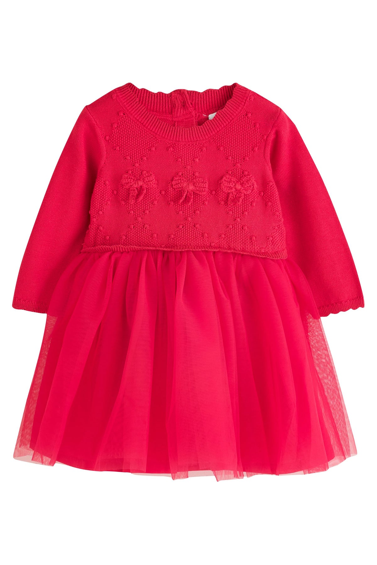 Rochie și dresuri din tricot și plasă pentru bebeluși 2 piese - Roșu, Nou-născut, Prima mărime - 1.5-2 ani, NEXT - imagine 4