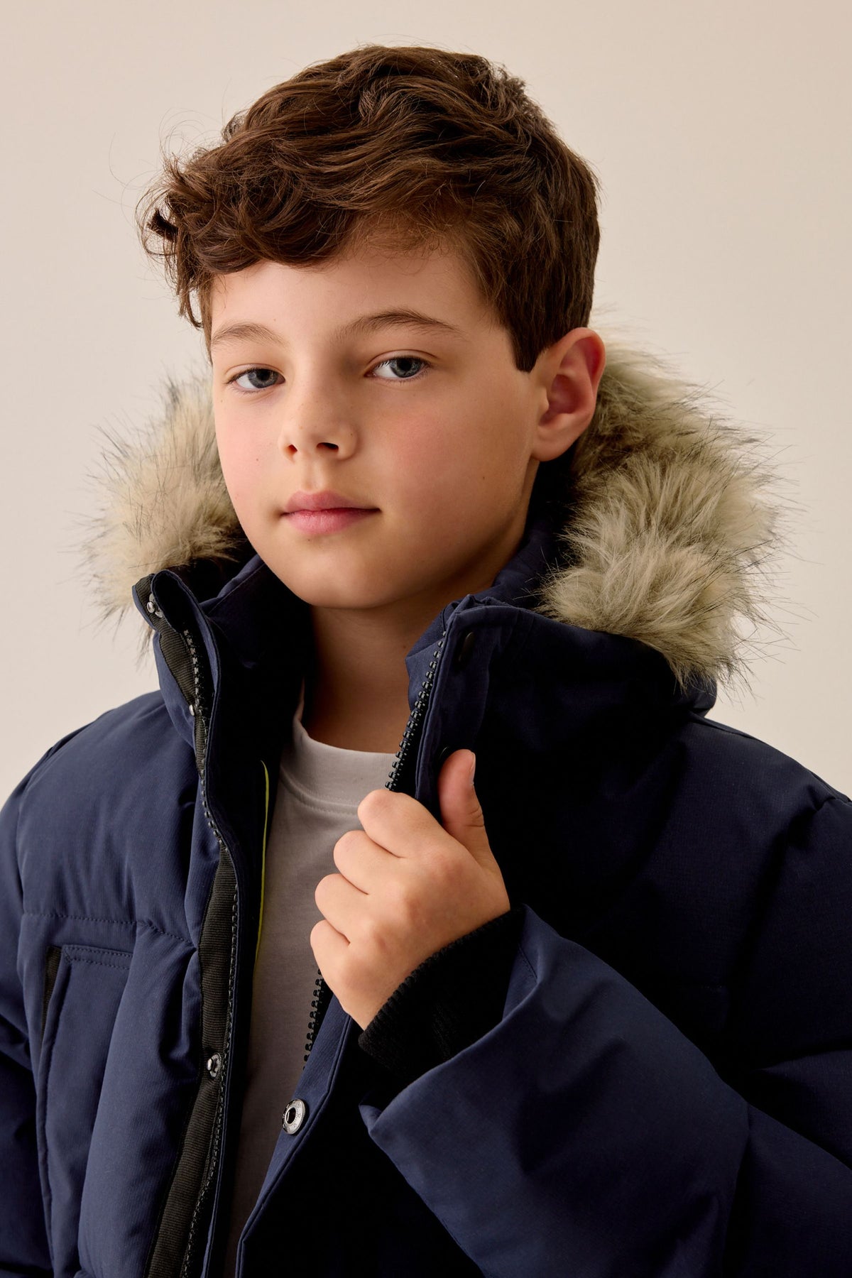 Parka groasă rezistentă la ploaie, cu margine din blană artificială – bleumarin, băieți, 3 ani - 16 ani, NEXT - imagine 12