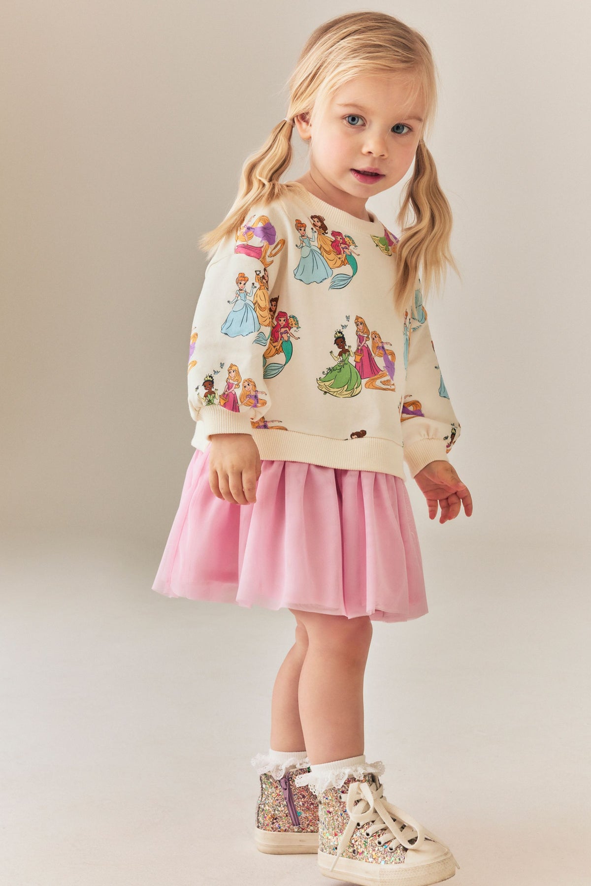 Rochie din plasă cu prințese Disney - roz, fete, 9-12 luni - 6-7 ani, NEXT - imagine 2