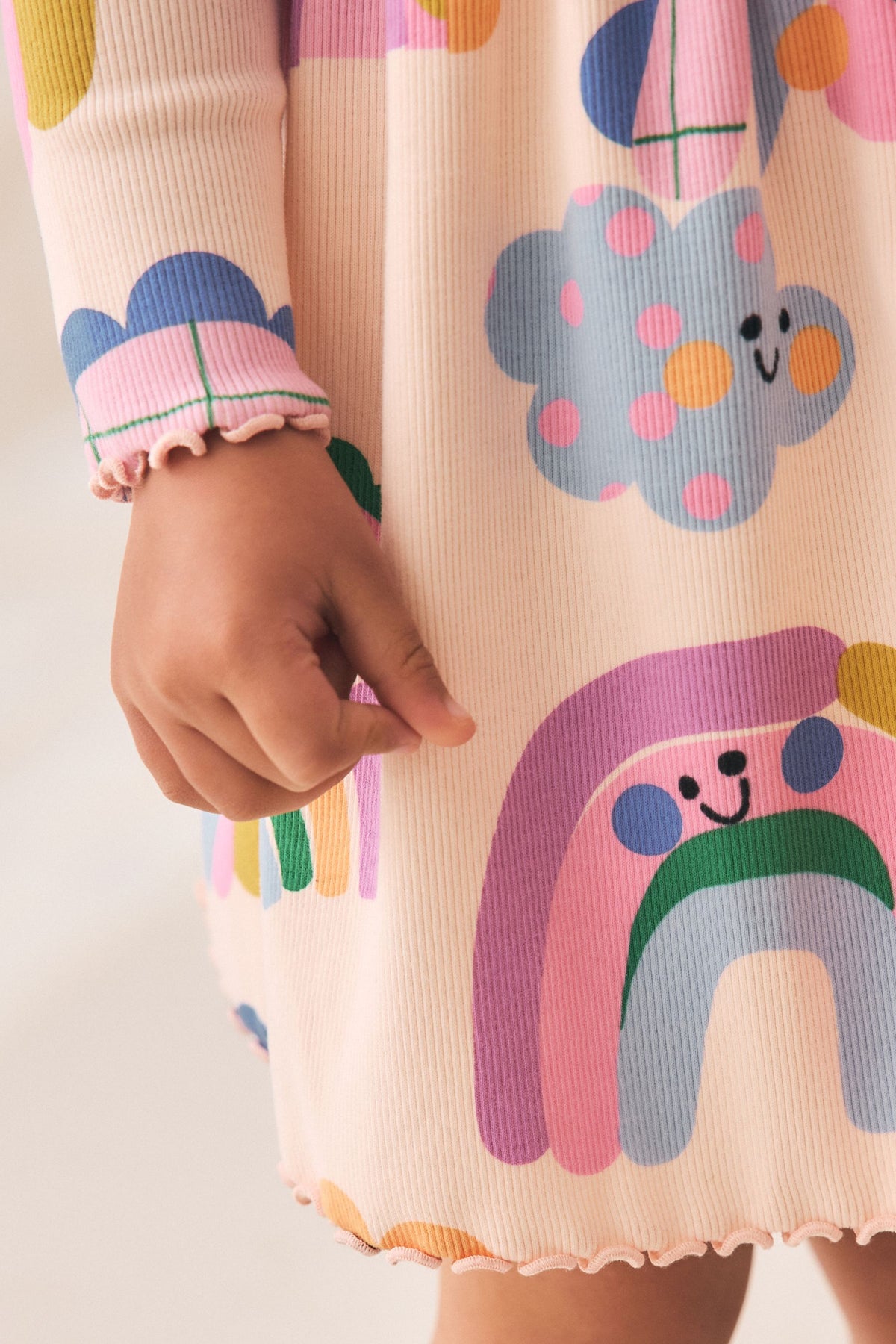 Knitted dress with long sleeves and rainbow print – multicolor, girls, 3-6 months - 5-6 years, NEXT - imagine 3