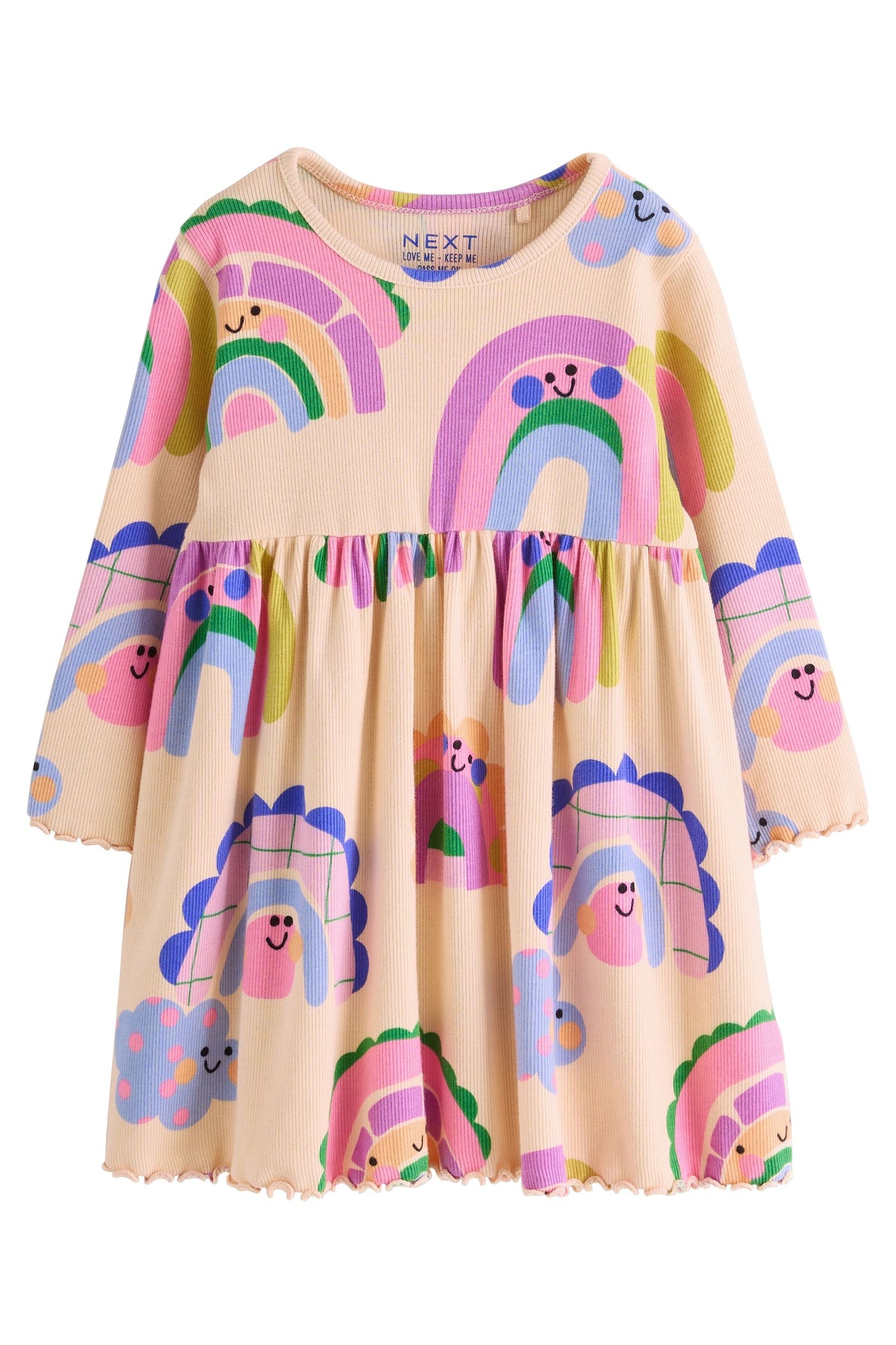 Knitted dress with long sleeves and rainbow print – multicolor, girls, 3-6 months - 5-6 years, NEXT - imagine 6