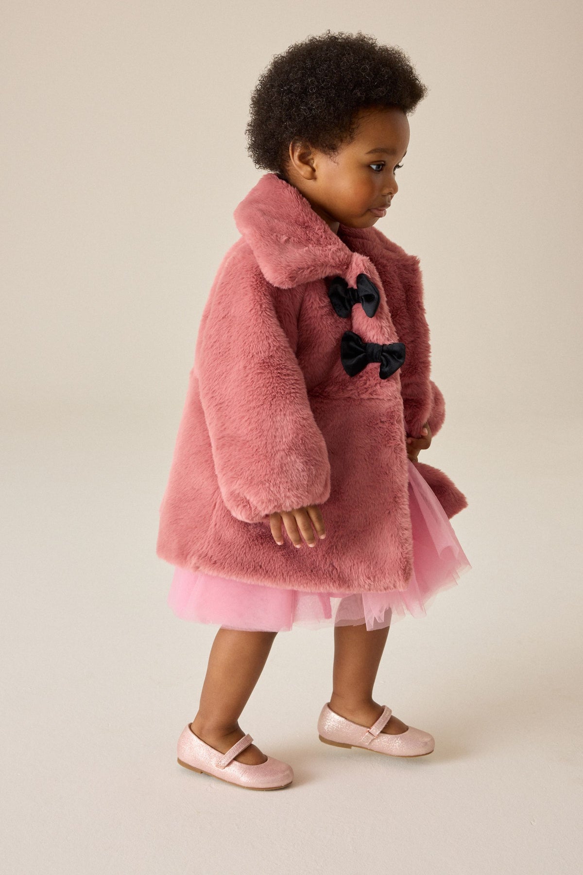 Palton evazat din blană artificială – roz, fete, 12-18 luni - 6-7 ani, NEXT - imagine 12