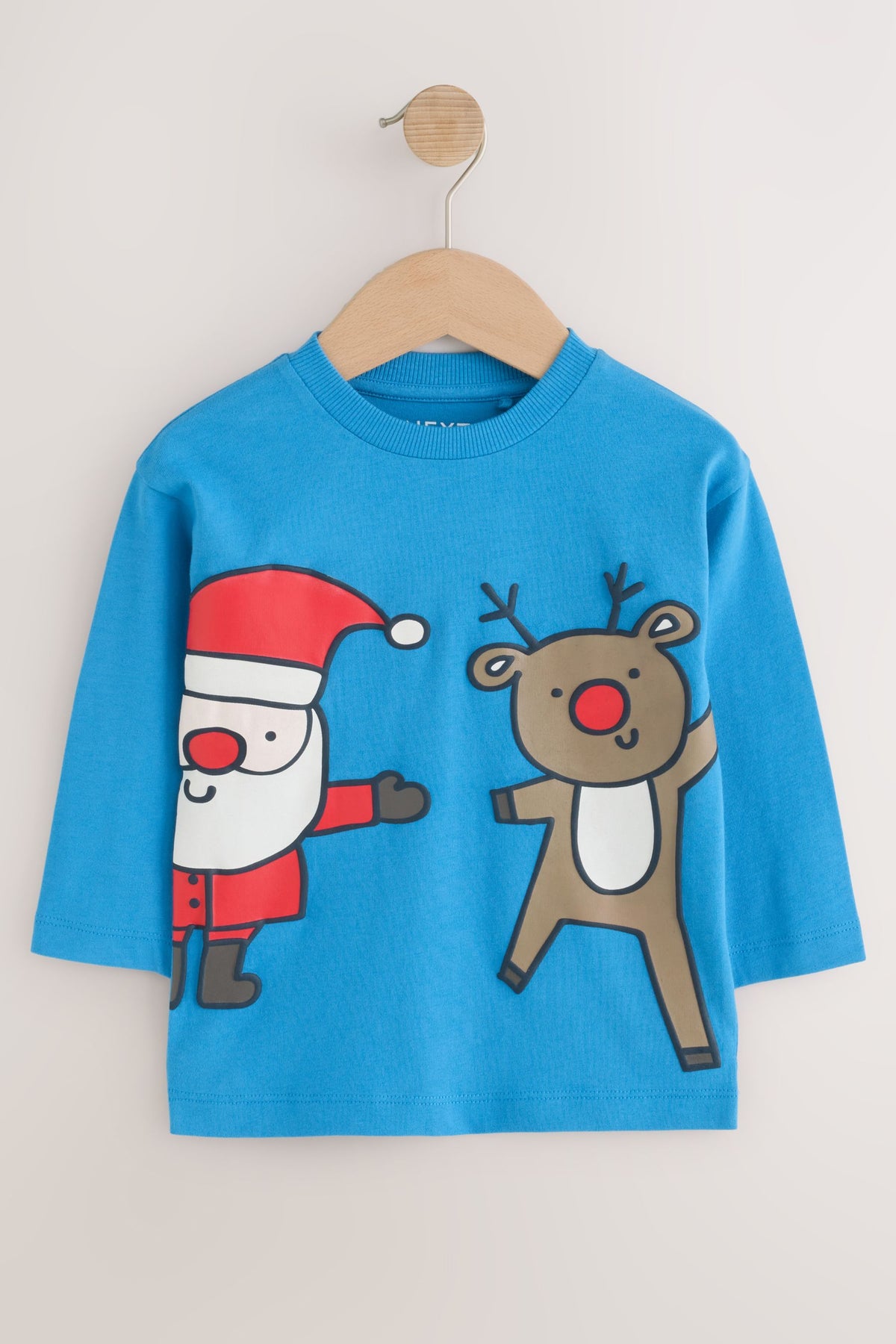 Tricou de Crăciun cu mânecă lungă, cu Moș Crăciun și Rudolph – albastru, băieți, 3-6 luni - 6-7 ani, NEXT - imagine 11