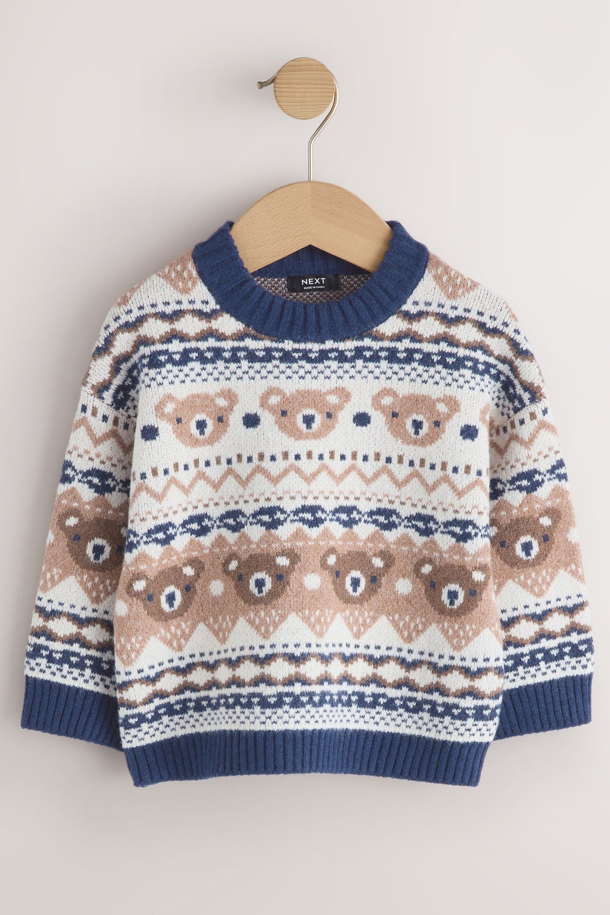 Pulover tricotat cu guler rotund Crem/Navy - Multi, Băieți, 3-6 luni - 6-7 ani, NEXT - imagine 5