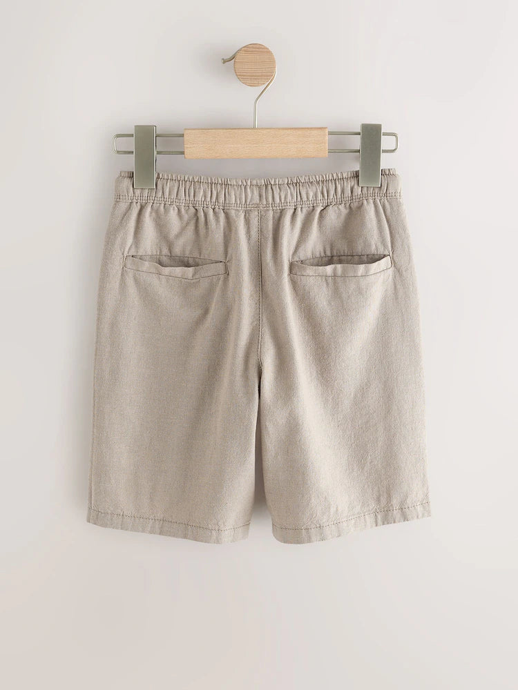 TAUPE LINEN BLEND PULL ON SHORTS