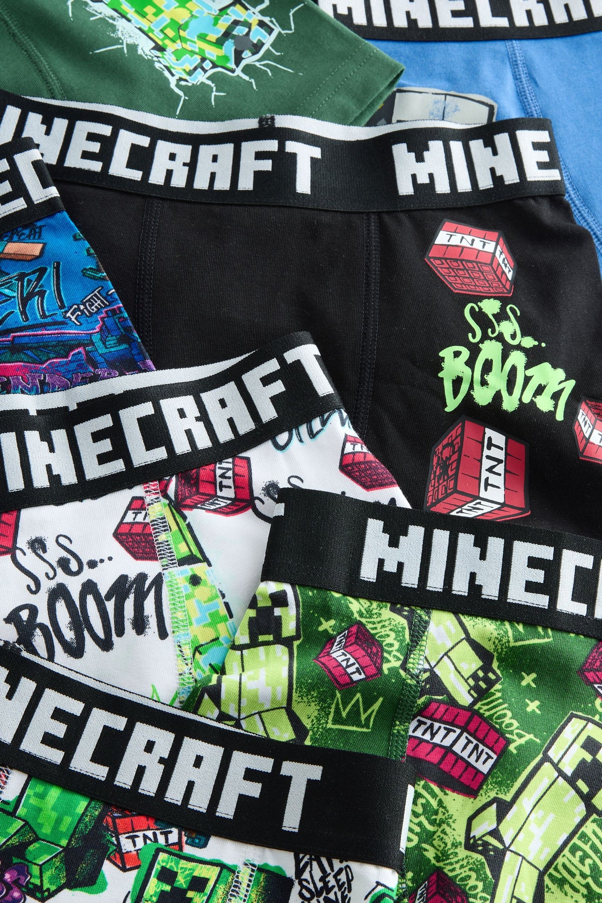 Set 7 boxeri pentru băieți Minecraft - verzi/negru, NEXT
