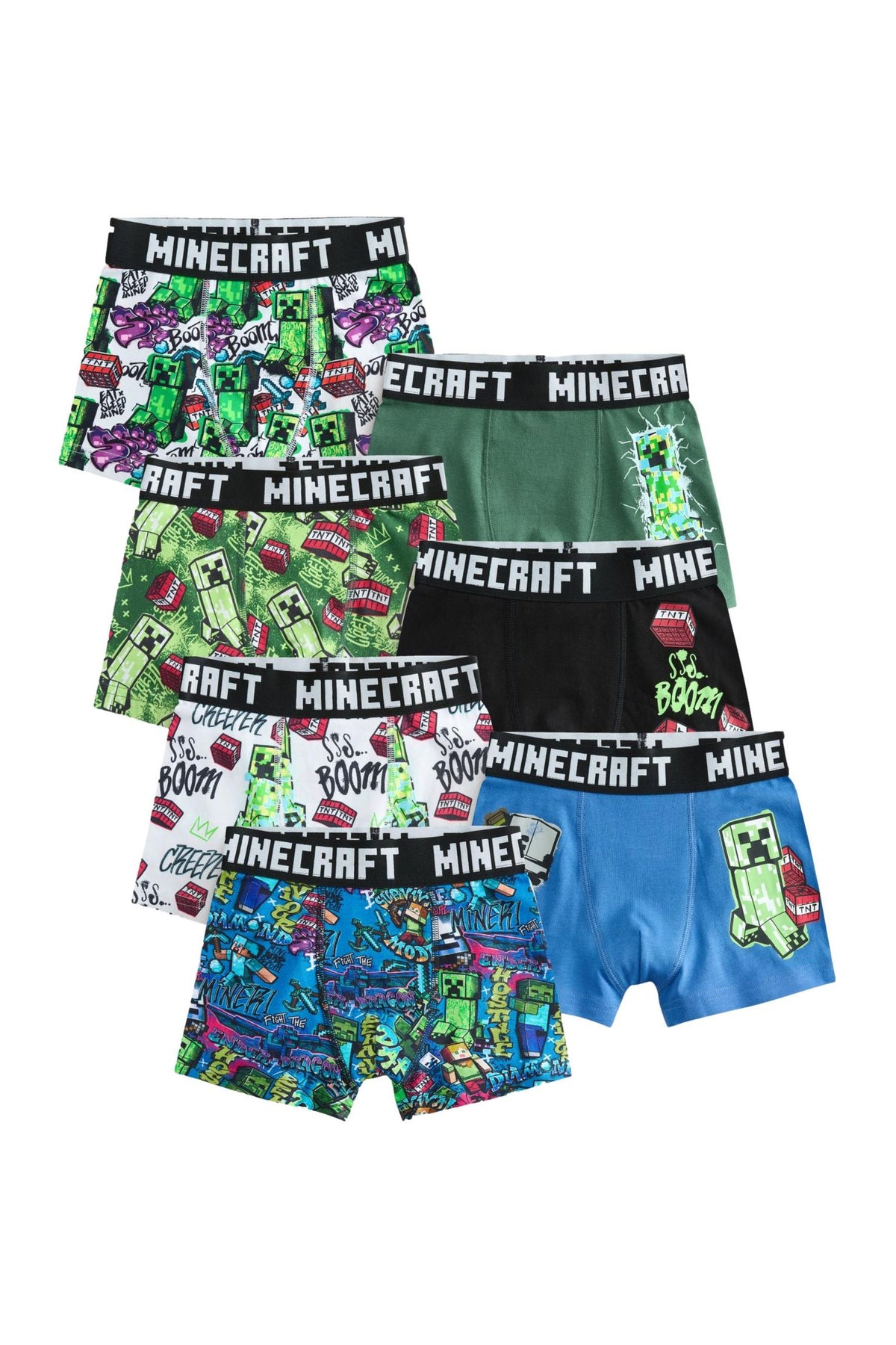 Set 7 boxeri pentru băieți Minecraft - verzi/negru, NEXT