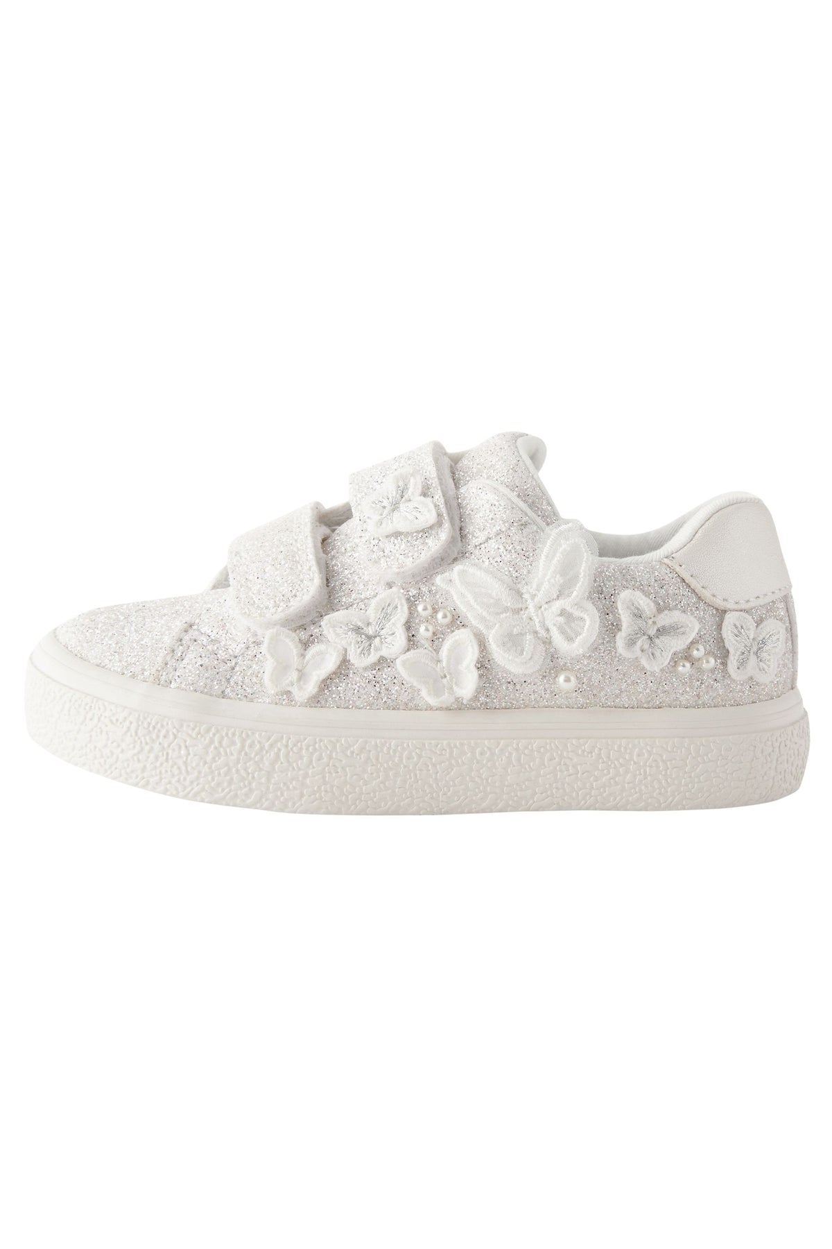 Sneakers cu fluture, glitter și prindere velcro – albi, fete, NEXT