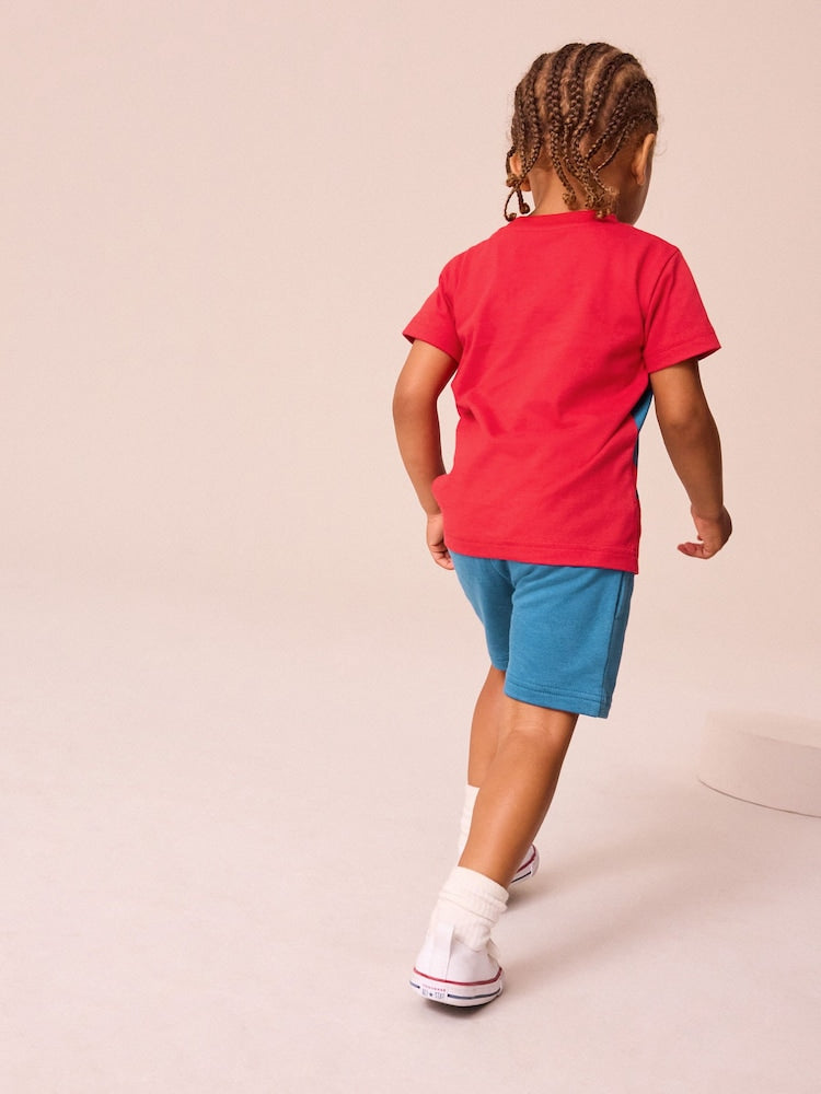 Set Spider-Man cu tricou și pantaloni scurți - roșu/albastru, NEXT