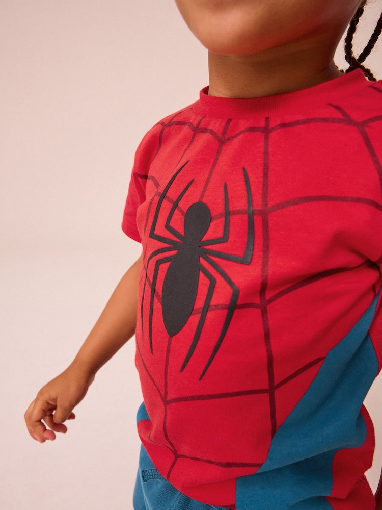 Set Spider-Man cu tricou și pantaloni scurți - roșu/albastru, NEXT