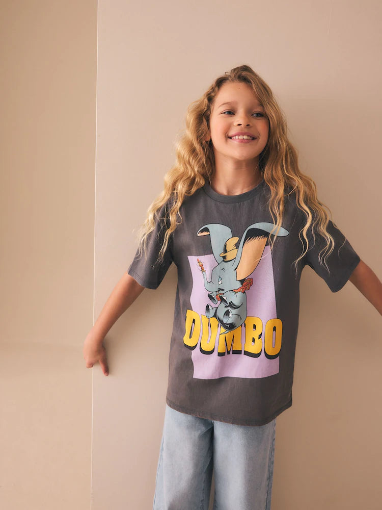 Tricou oversize cu imprimeu grafic Dumbo - gri
