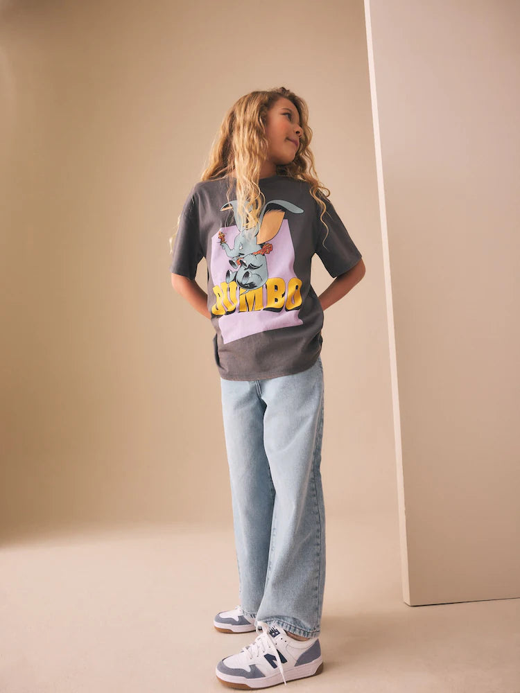 Tricou oversize cu imprimeu grafic Dumbo - gri