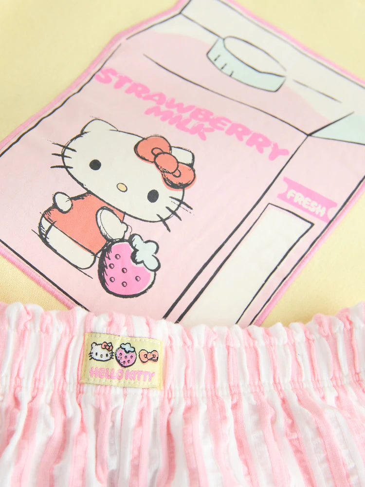 Set Hello Kitty cu bluză de trening și pantaloni scurți - galben