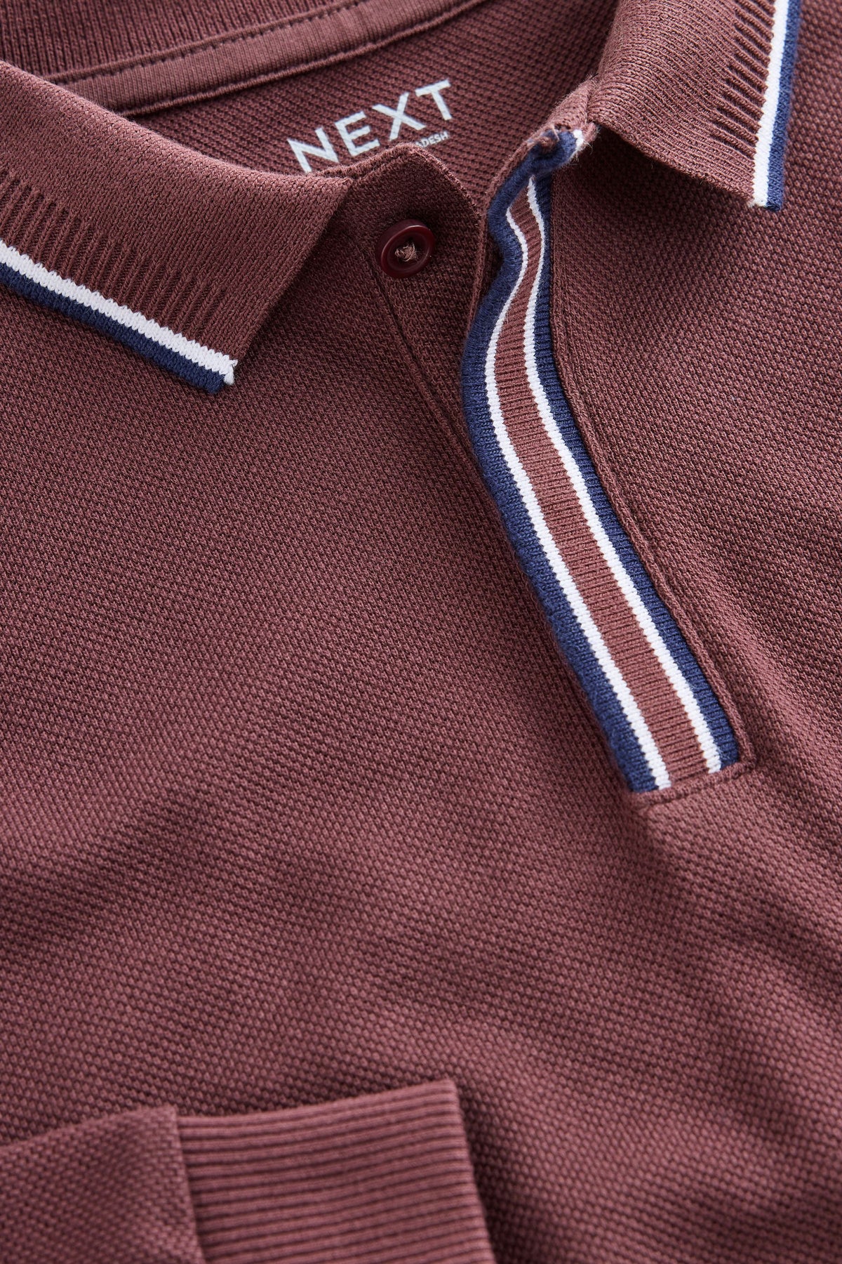 Burgundy Red Long Sleeve Tipped Polo Shirt - Berry Red, Boys, 3 Yrs - 16 Yrs, NEXT - imagine 3
