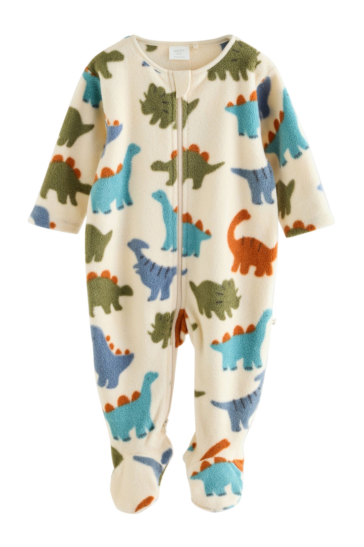 Set 2 salopete de dormit din micro fleece cu dinozauri și fermoar dublu – albastru, nou-născuți, mărime inițială - 2-3 ani, NEXT - imagine 8