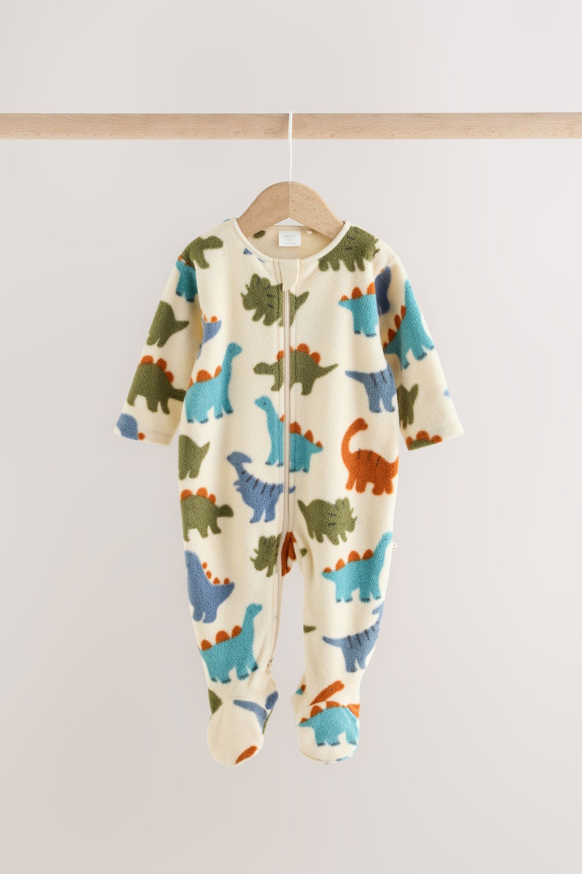Set 2 salopete de dormit din micro fleece cu dinozauri și fermoar dublu – albastru, nou-născuți, mărime inițială - 2-3 ani, NEXT - imagine 4