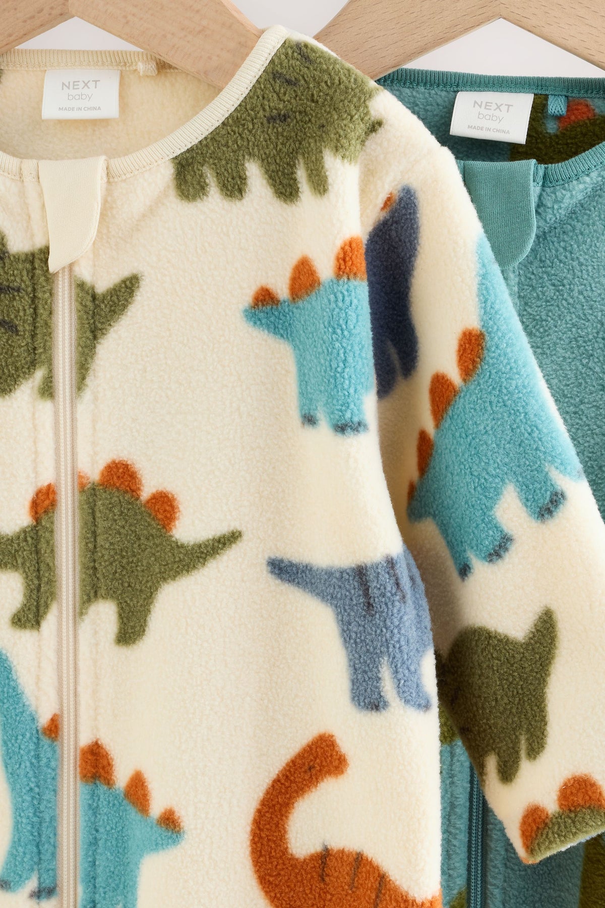 Set 2 salopete de dormit din micro fleece cu dinozauri și fermoar dublu – albastru, nou-născuți, mărime inițială - 2-3 ani, NEXT - imagine 11