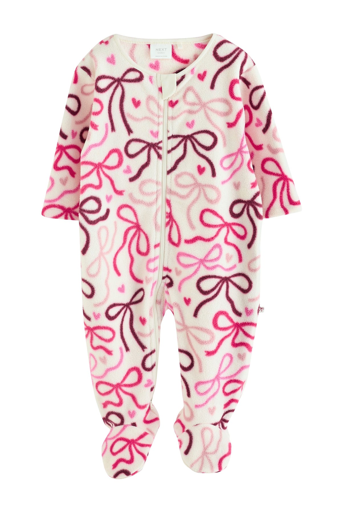 Salopete pentru bebeluși cu fermoar în două direcții din microfleece roz/roșu cu fundiță set de 2 - Roz, Nou-născut, Mărime 1 - 2-3 ani, NEXT - imagine 12