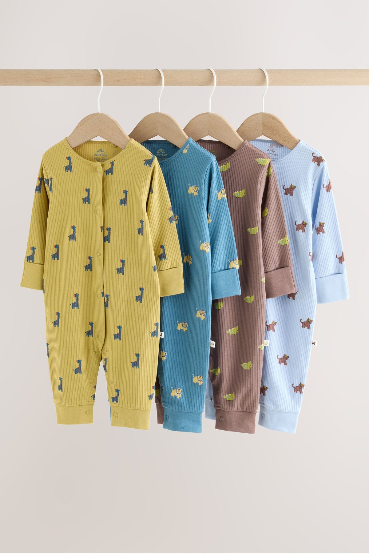 Multi Two Way Zip Baby Sleepsuits 4 Pack - Multi, Newborn, First Size - 2-3 Yrs, NEXT - imagine 10