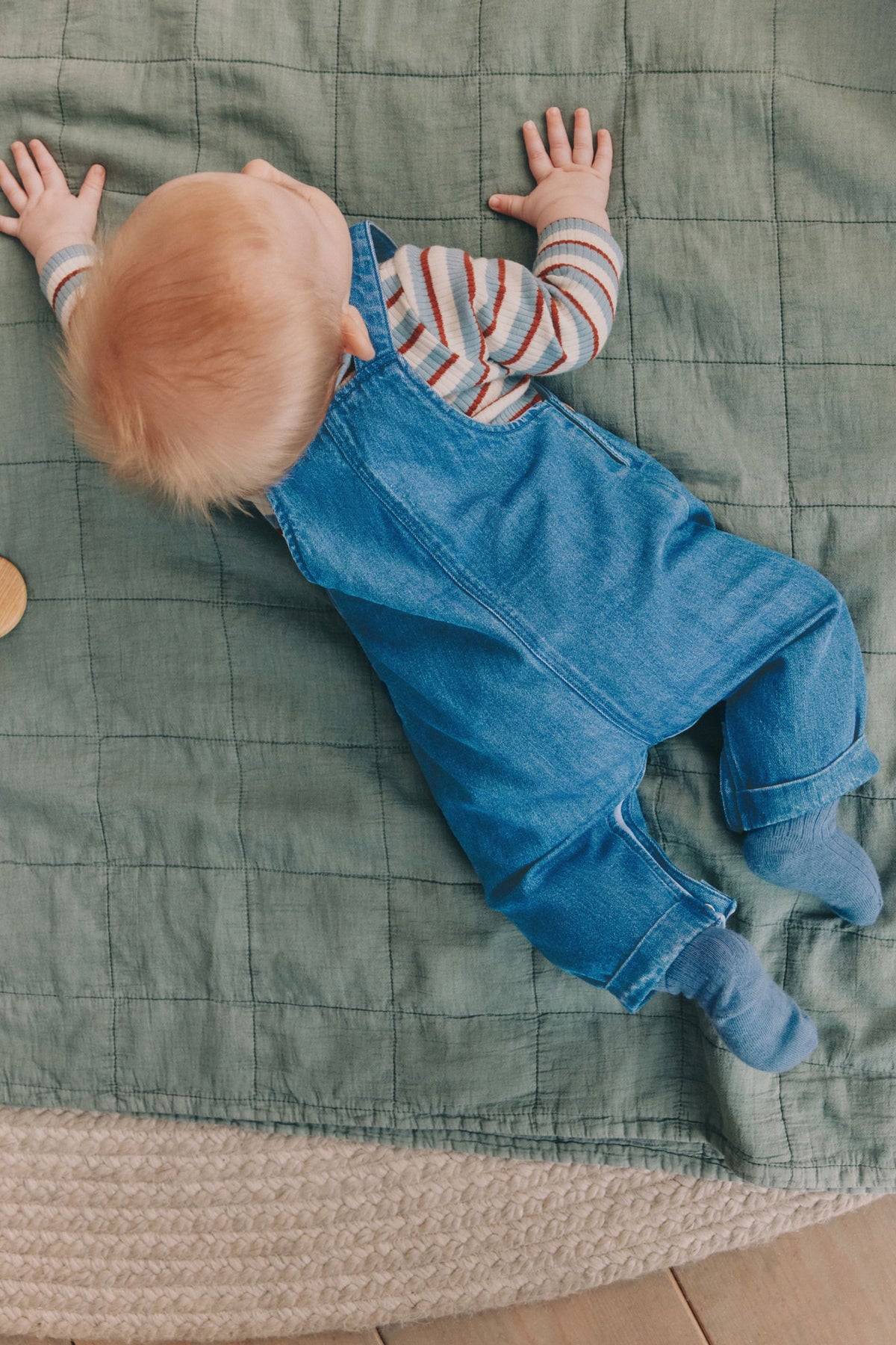 Blue Milk Club Denim Dungaree and Textured Bodysuit Baby Set - Blue, Newborn, Up To 1Mth - 1.5-2 Yrs, NEXT - imagine 4