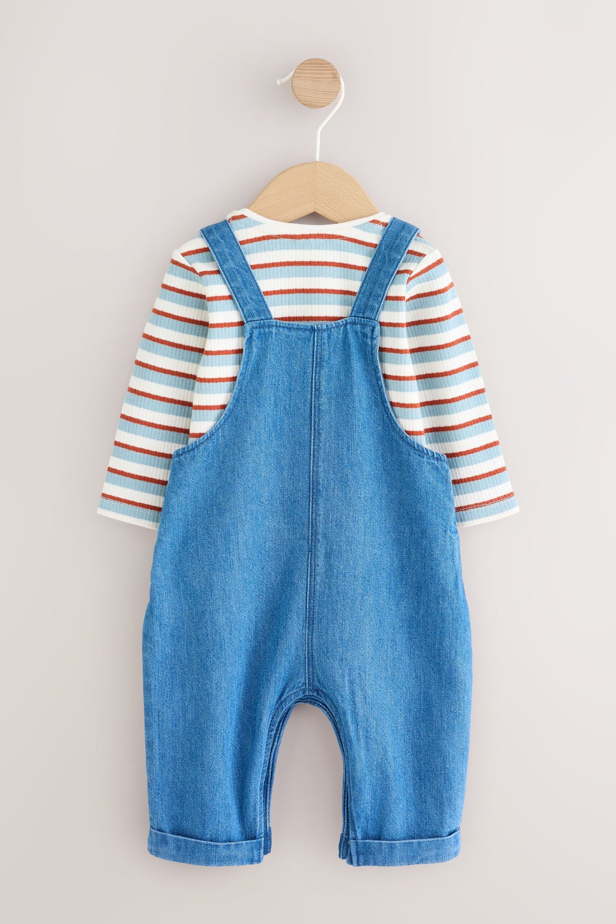 Blue Milk Club Denim Dungaree and Textured Bodysuit Baby Set - Blue, Newborn, Up To 1Mth - 1.5-2 Yrs, NEXT - imagine 9