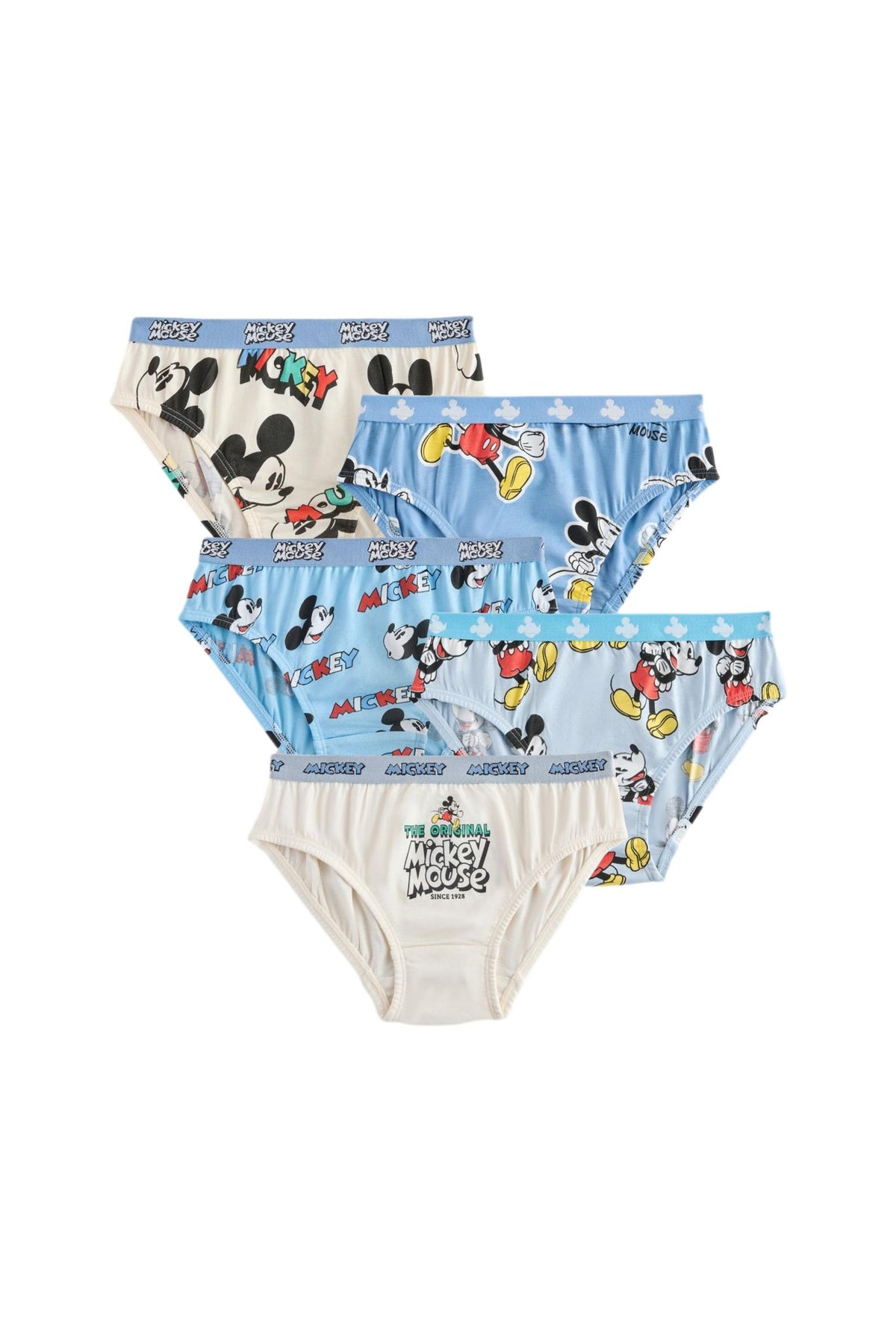 Set 5 chiloți Mickey Mouse – albastru/alb, băieți, 1,5-2 ani - 9-10 ani, NEXT - imagine 2