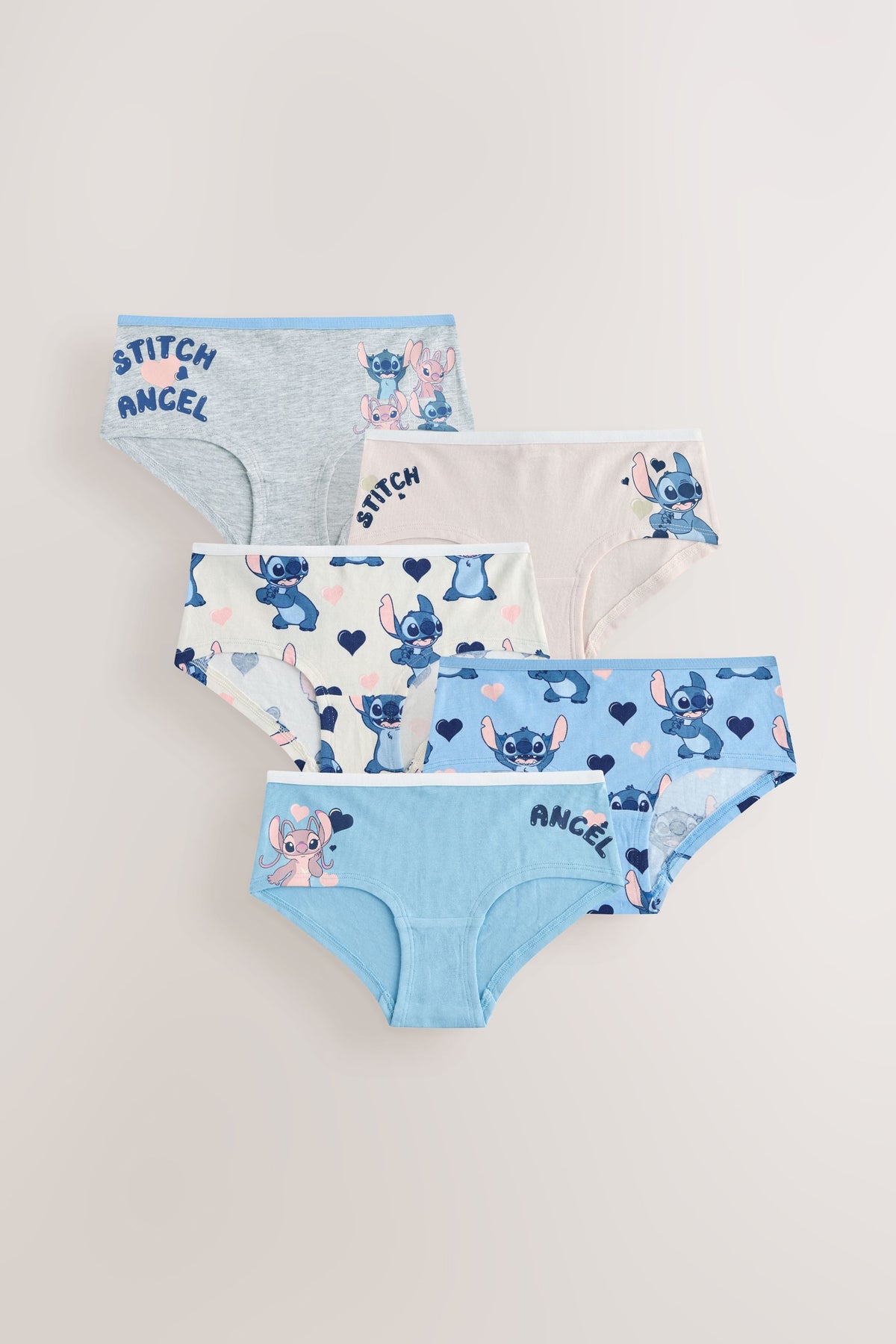 Set 5 chiloți hipster Lilo & Stitch – albastru/roz, fete, 2-3 ani - 15-16 ani, NEXT