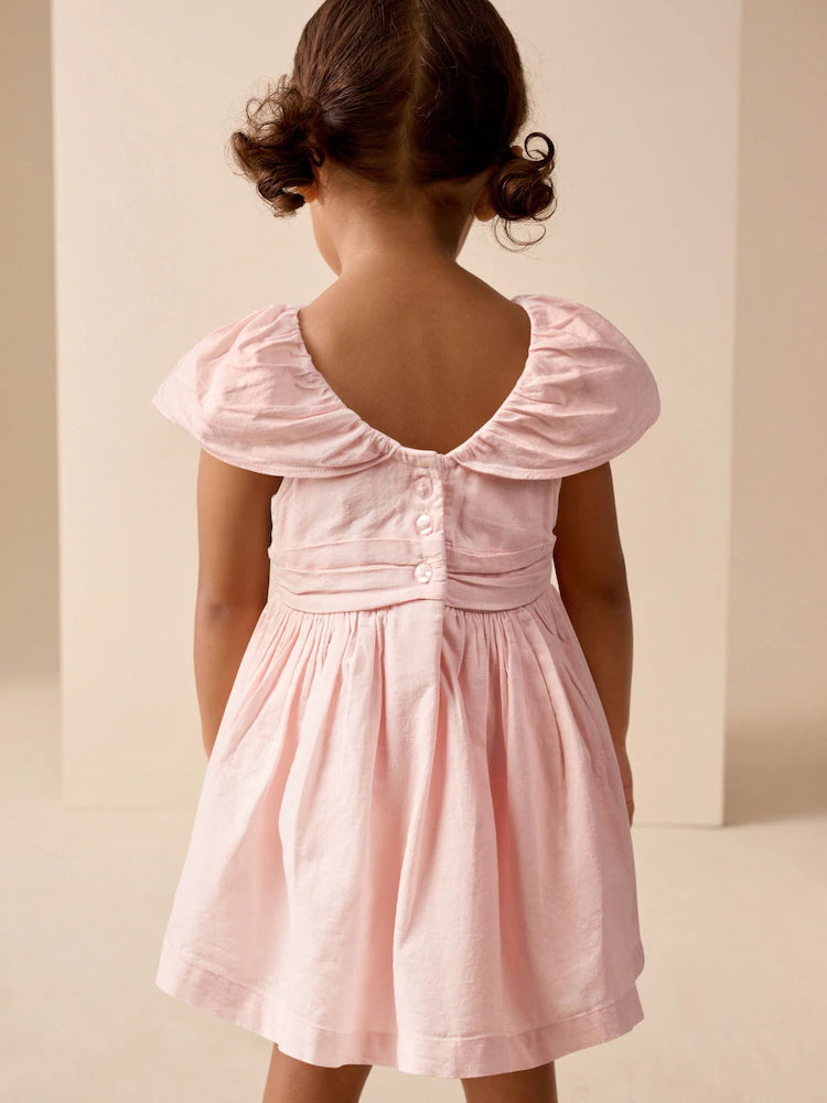 PALE PINK ANGEL SLEEVE PROM DRESS