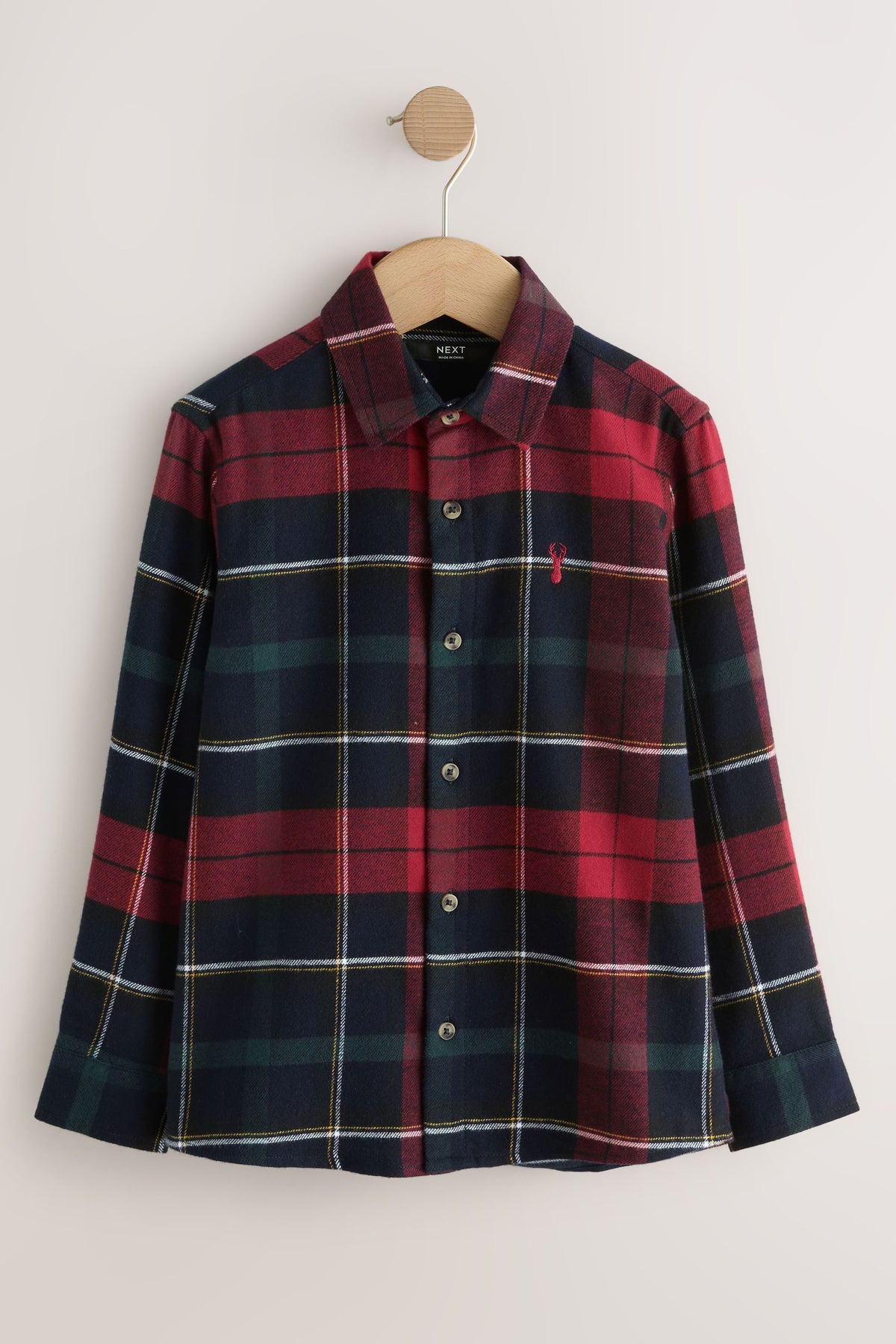 Cămașă de Crăciun în carouri tartan, cu mânecă lungă – roșu/bleumarin, băieți, 3 ani - 16 ani, NEXT - imagine 3