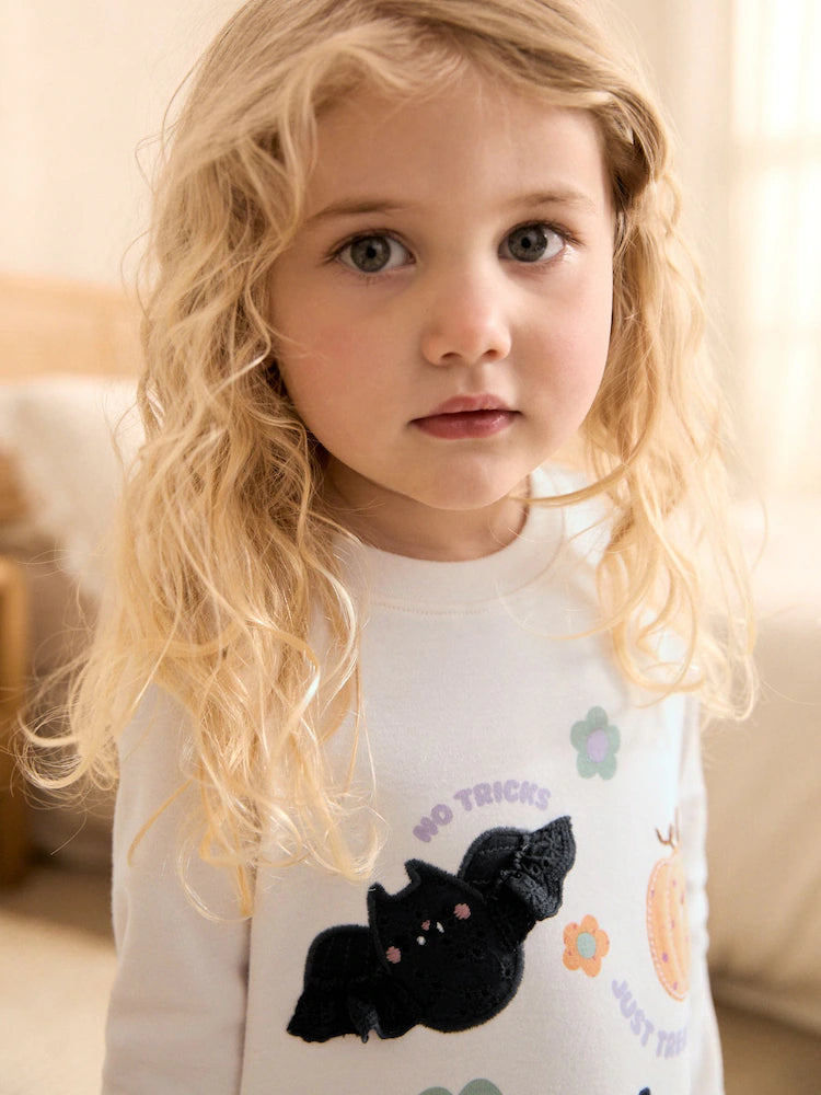 Set pijamale Halloween– alb/negru, fete, 9-12 luni - 7-8 ani, NEXT - imagine 2