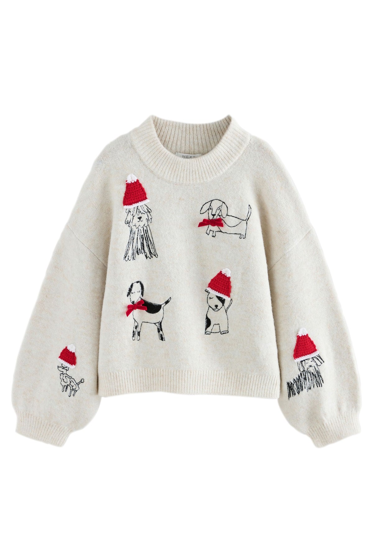 Pulover de Crăciun cu broderie - Ecru, Fete, 3 ani - 16 ani, NEXT - imagine 6