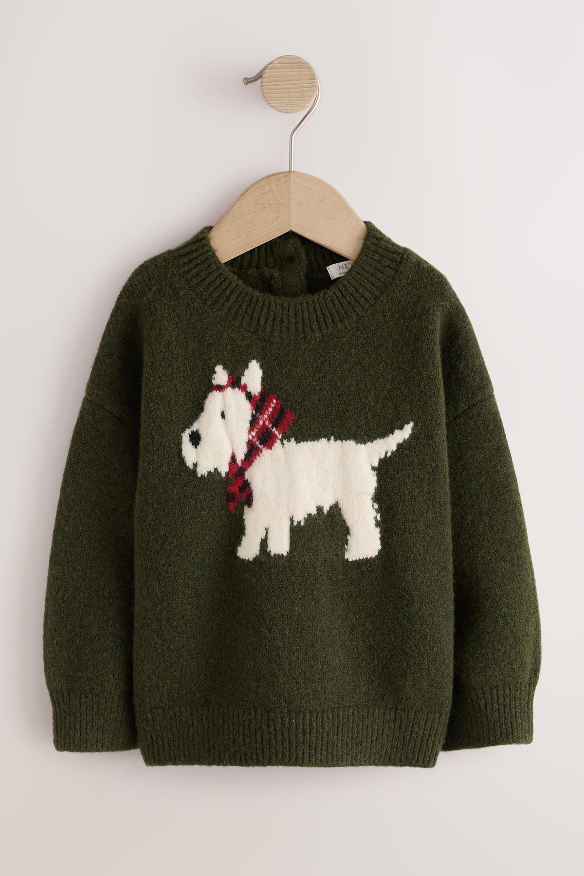 Pulover lejer cu cățel Scottish terrier – verde, fete, 3-6 luni - 6-7 ani, NEXT - imagine 3