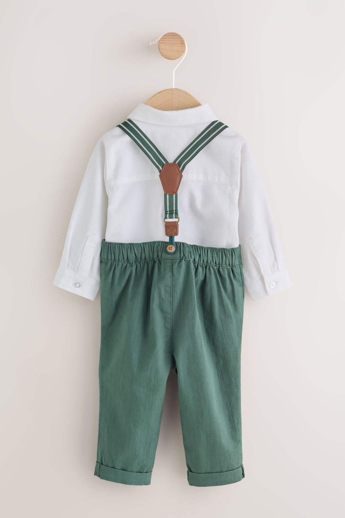 Set de 4 Piese Cămașă Verde pentru Bebeluși cu Pantaloni și Suspendatoare - Verde, Nou-Născut, Până la 1 Lună - 1.5-2 Ani, NEXT - imagine 5