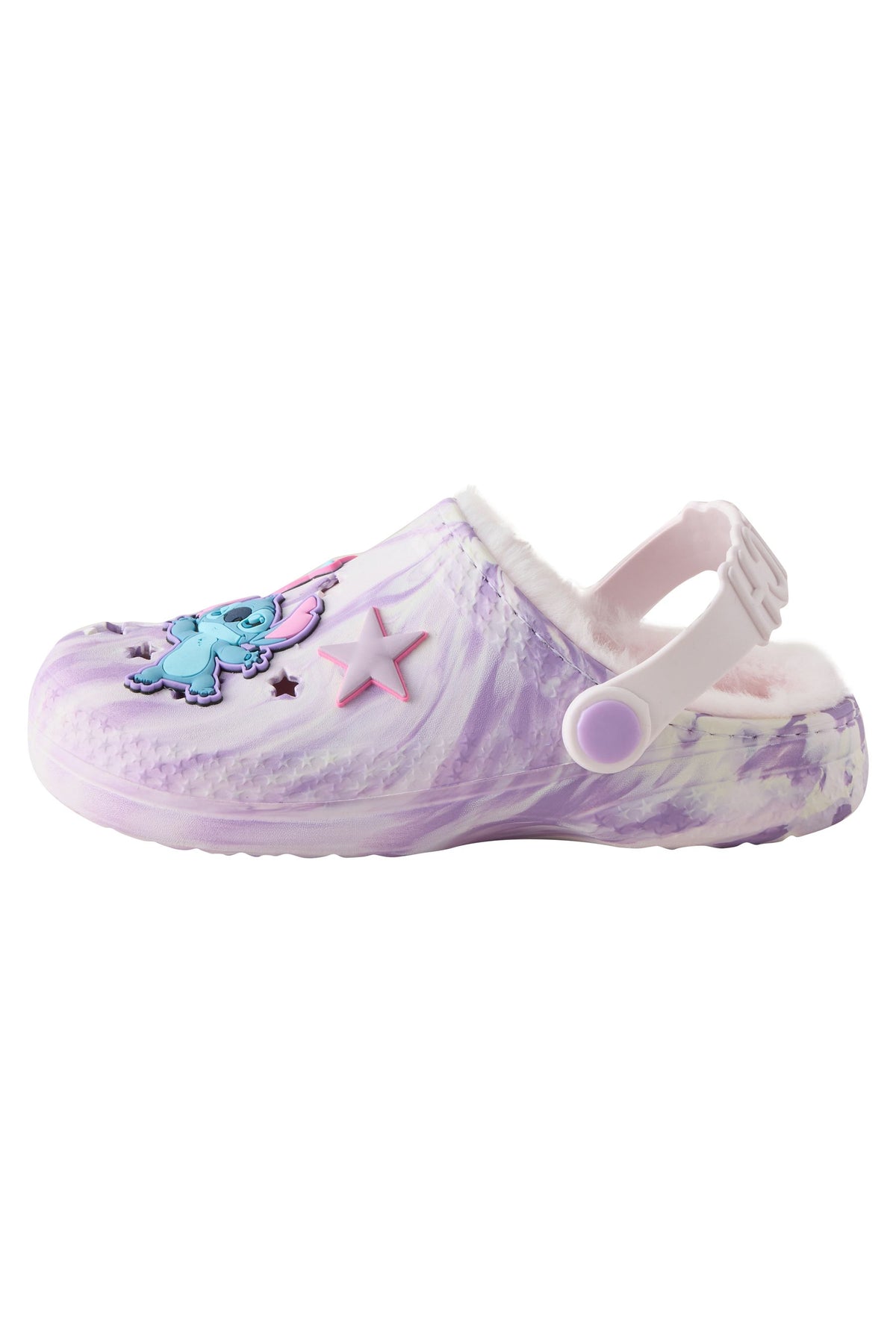Papuci de casă tip saboți Lilo & Stitch, căptușiți cu blăniță – mov, fete, UE 26.5 - UE 41, NEXT - imagine 3