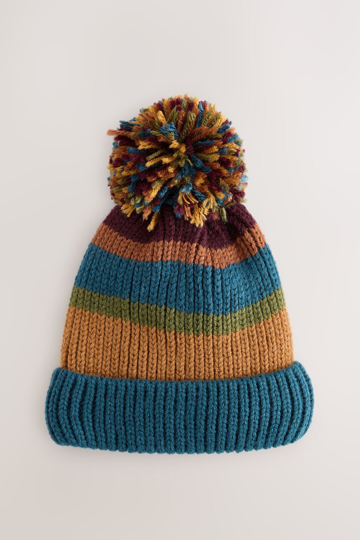 Multi Stripe Knitted Pom Beanie - Multi, Boys, 1-2 Yrs - 14-16 Yrs, NEXT - imagine 3