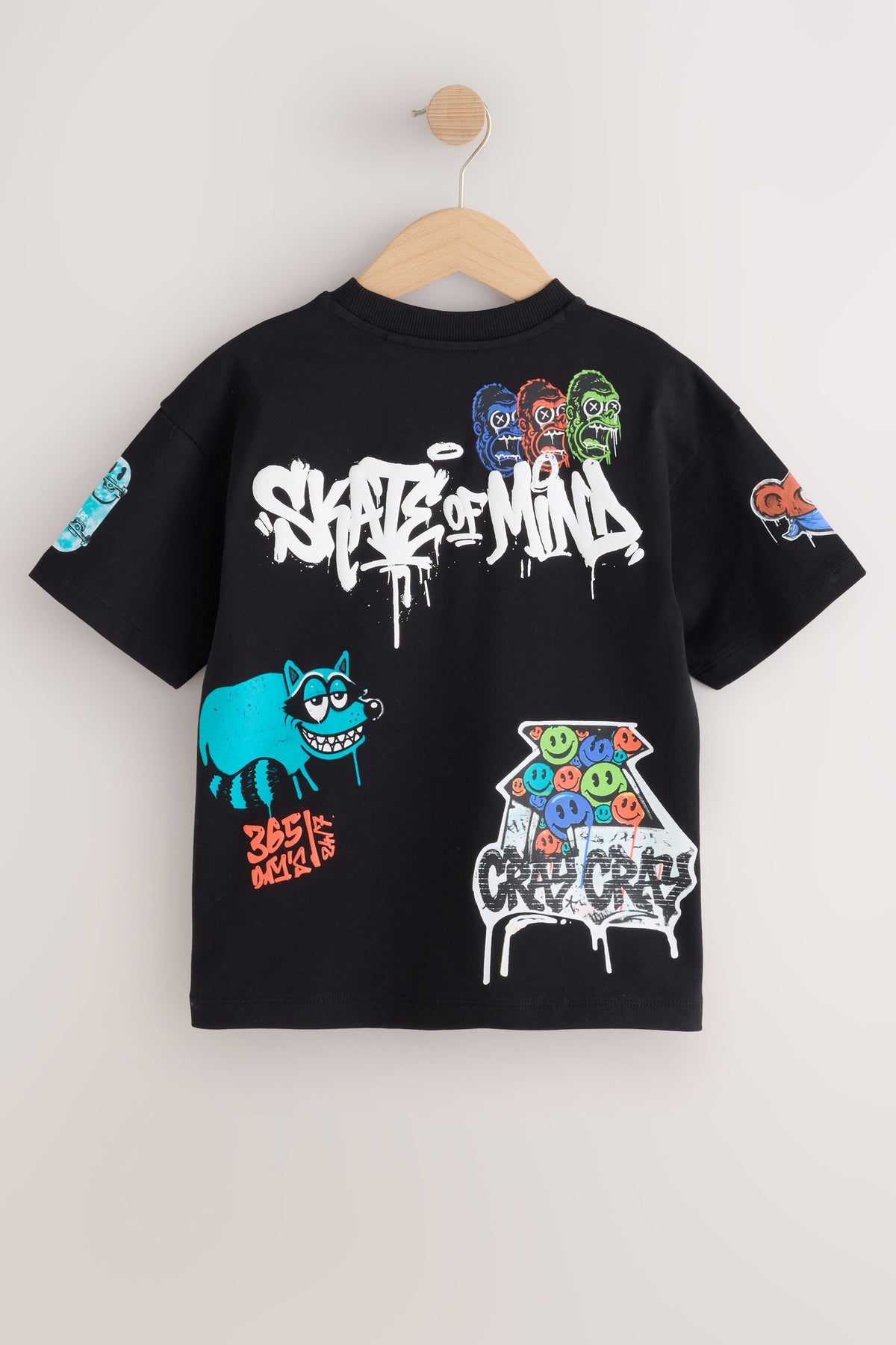Tricou grafic cu mânecă scurtă Black Mixed Graffiti - Negru, Băieți, 3 ani - 16 ani, NEXT - imagine 2