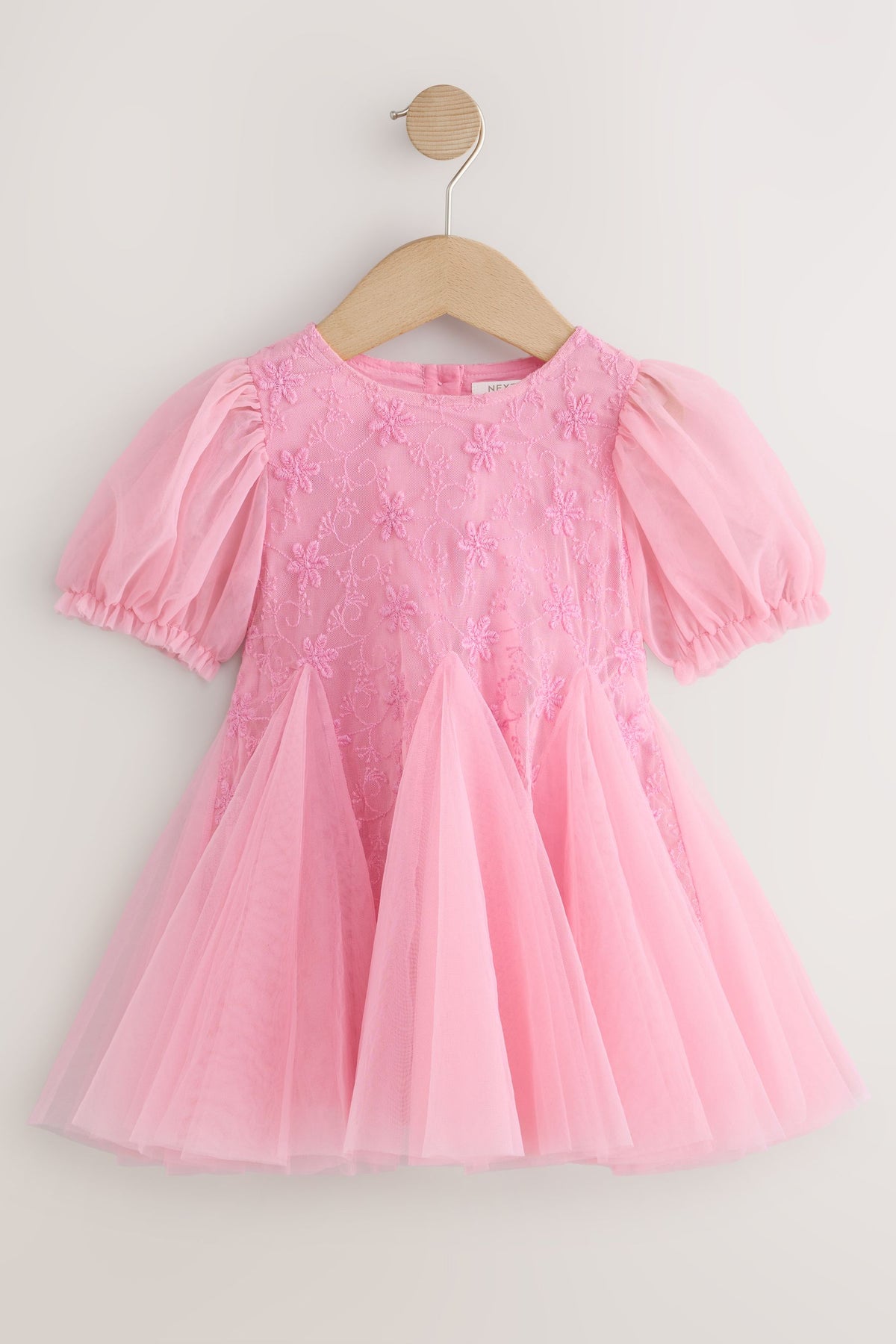 Rochie de ocazie cu clini și flori 3D – roz, fete, 3-6 luni - 7-8 ani, NEXT
