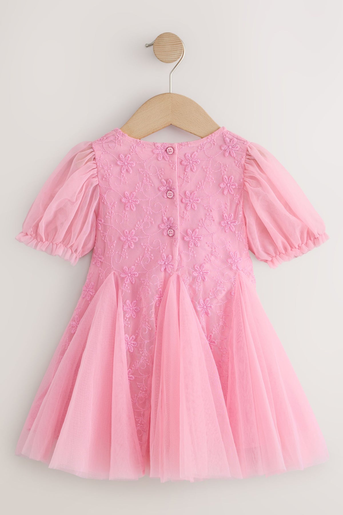 Rochie de ocazie cu clini și flori 3D – roz, fete, 3-6 luni - 7-8 ani, NEXT - imagine 4