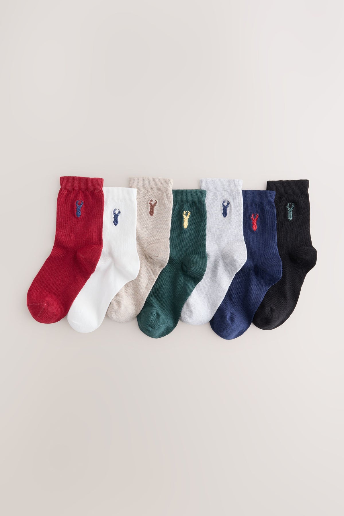 Sosete Brodate din Bumbac cu Multi Stag 7 Set - Multi, Băieți, 6-8.5 Jnr - 7-10, NEXT - imagine 3