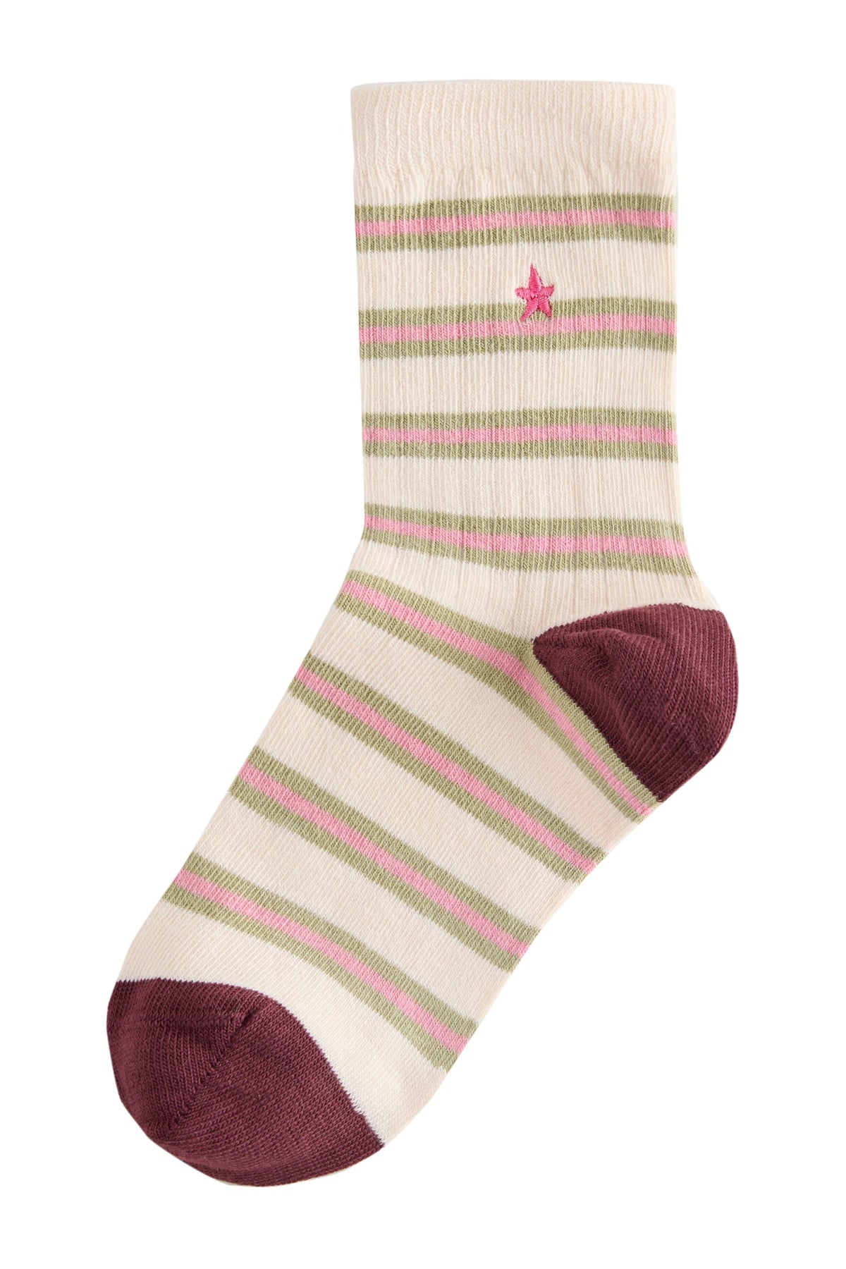 Set 5 perechi de șosete scurte din bumbac, cu dungi, stele și animale – multicolor, fete, NEXT - imagine 3